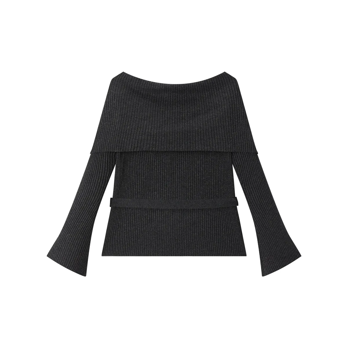 Women's Metallic Off-Shoulder Knit Top with Belt sold by PEACEBIRD product image thumbnail 3