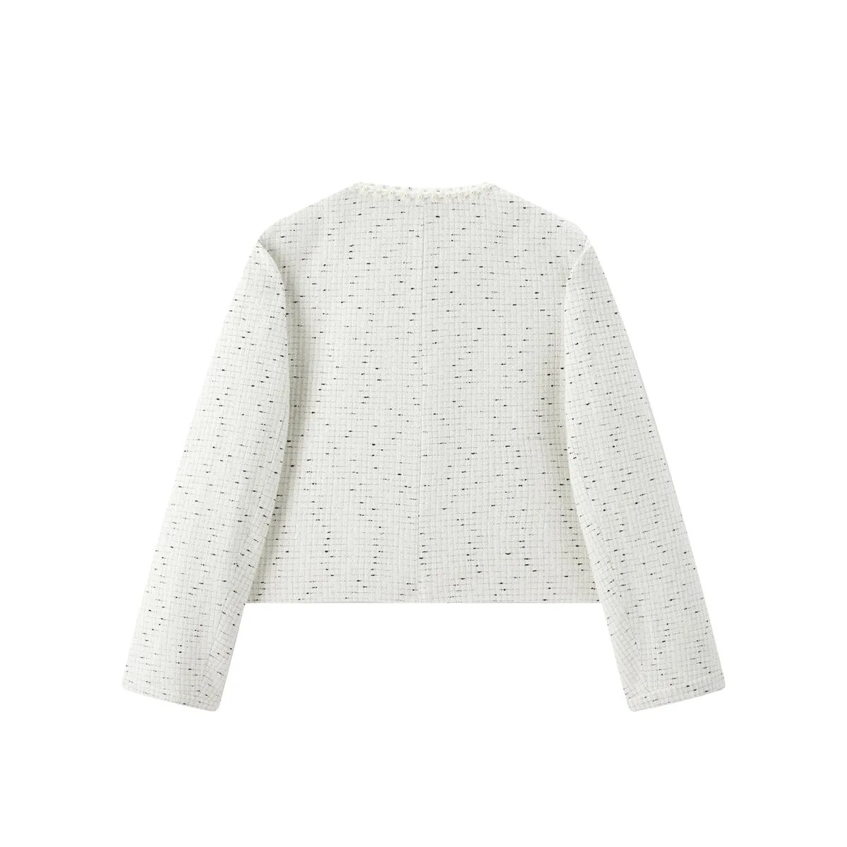 Women's Short Tweed Knit Jacket sold by PEACEBIRD product image thumbnail 3