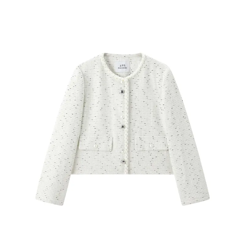Women's Short Tweed Knit Jacket made by PEACEBIRD