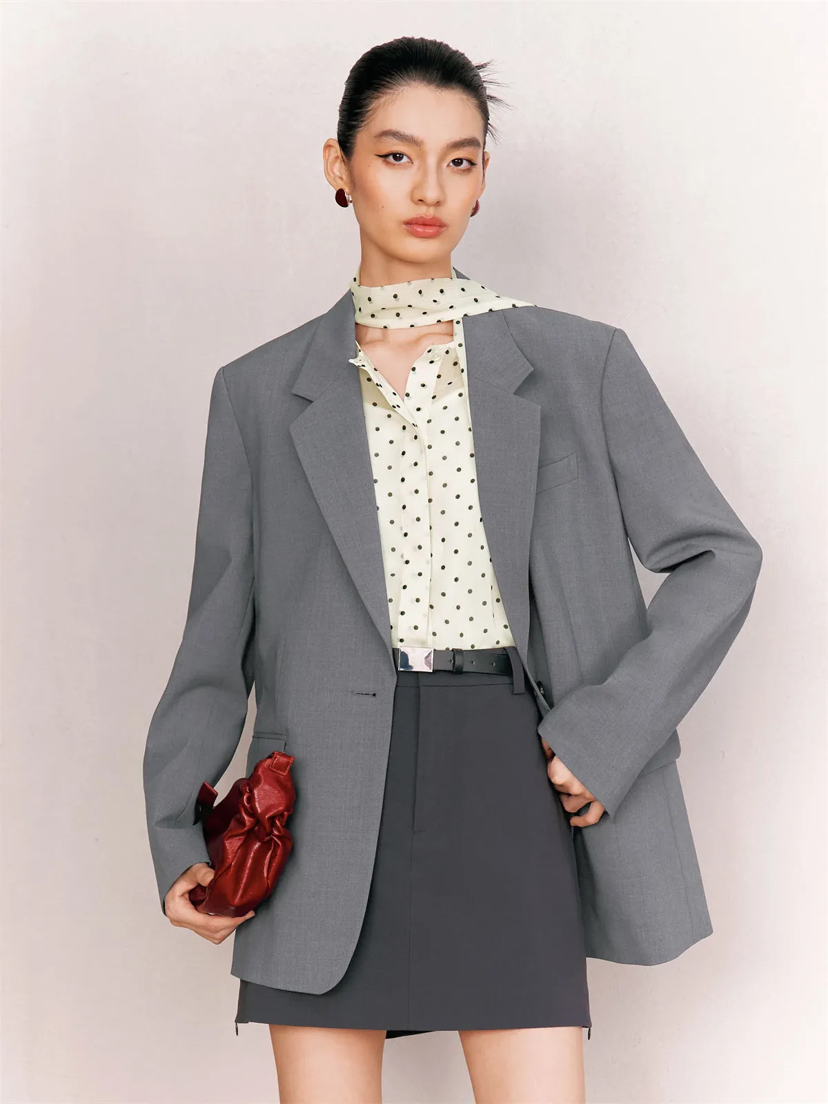 Women's Classic Boxy Notch-Lapel Blazer sold by PEACEBIRD product image thumbnail 3