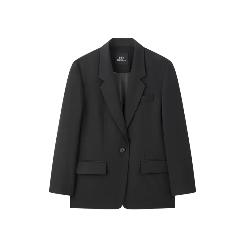 Women's Classic Boxy Notch-Lapel Blazer made by PEACEBIRD