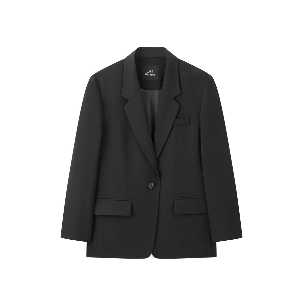 Women's Classic Boxy Notch-Lapel Blazer sold by PEACEBIRD