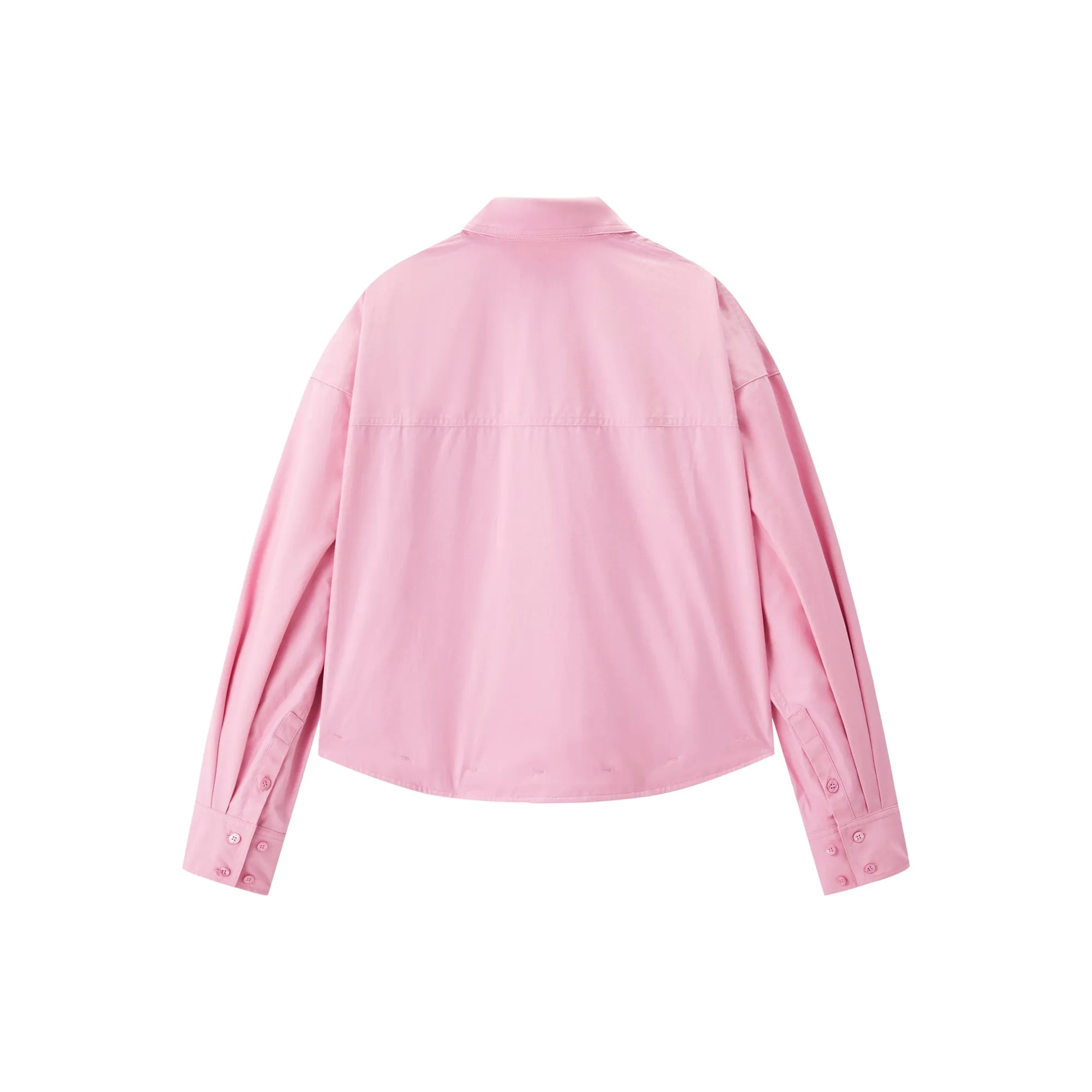Women's Cropped Oversized Shirt with Drawstring Hem sold by PEACEBIRD product image thumbnail 3