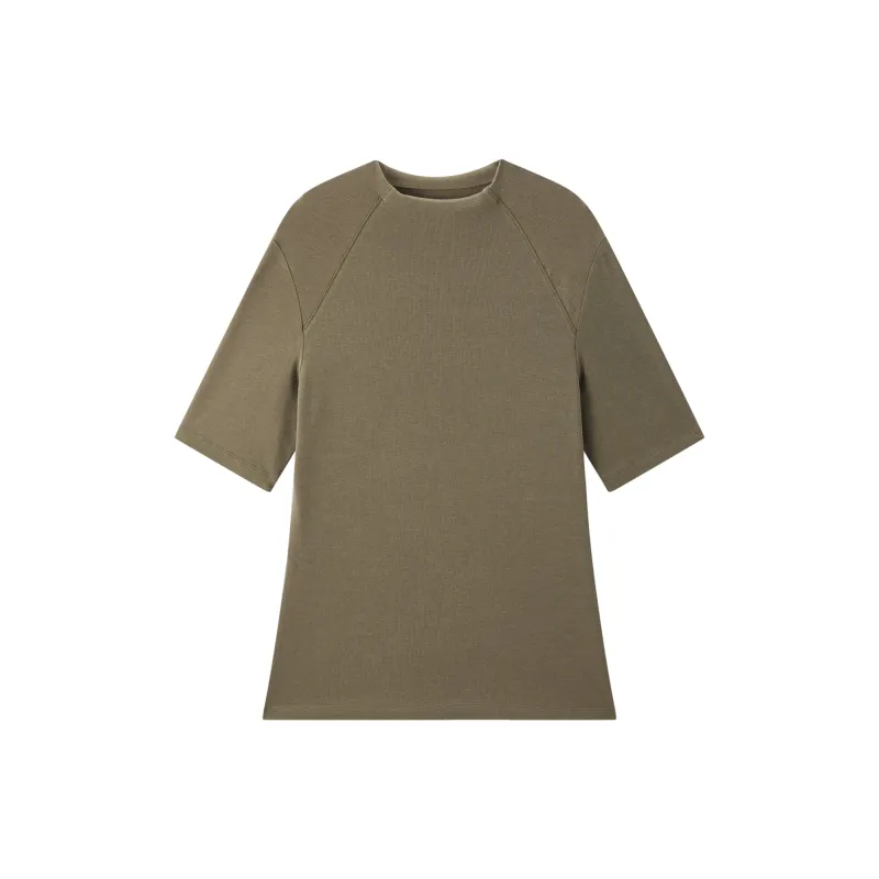 Women's Slim-Fit Mock-Neck Lyocell T-Shirt sold by PEACEBIRD
