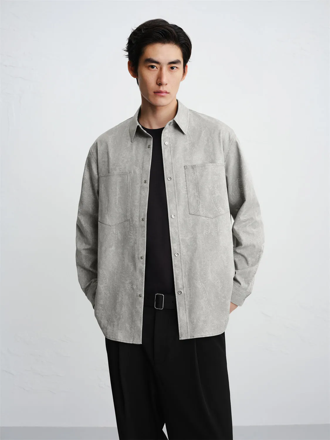 Men's Tonal Gradient-Print Shirt sold by PEACEBIRD product image thumbnail 2