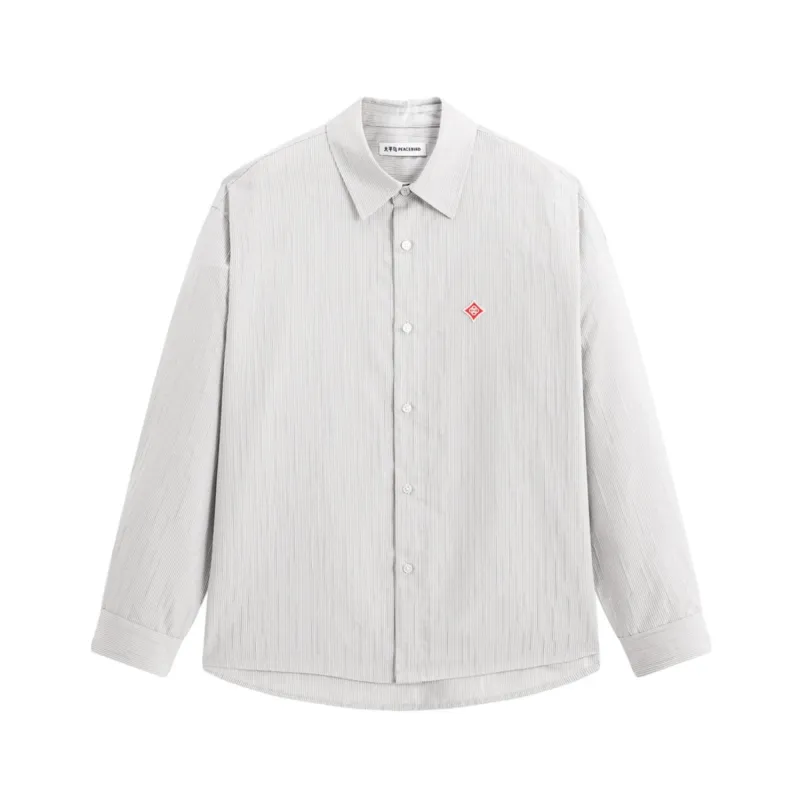 Men's Vertical-Stripe Textured Jacquard Shirt made by PEACEBIRD