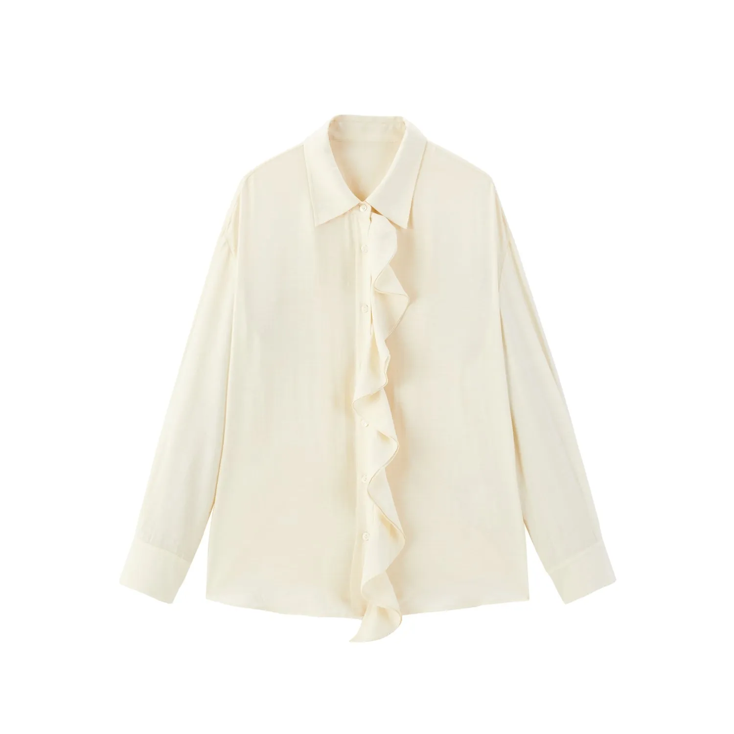 Women's Shirt with Detachable Ruffle Trim sold by PEACEBIRD
