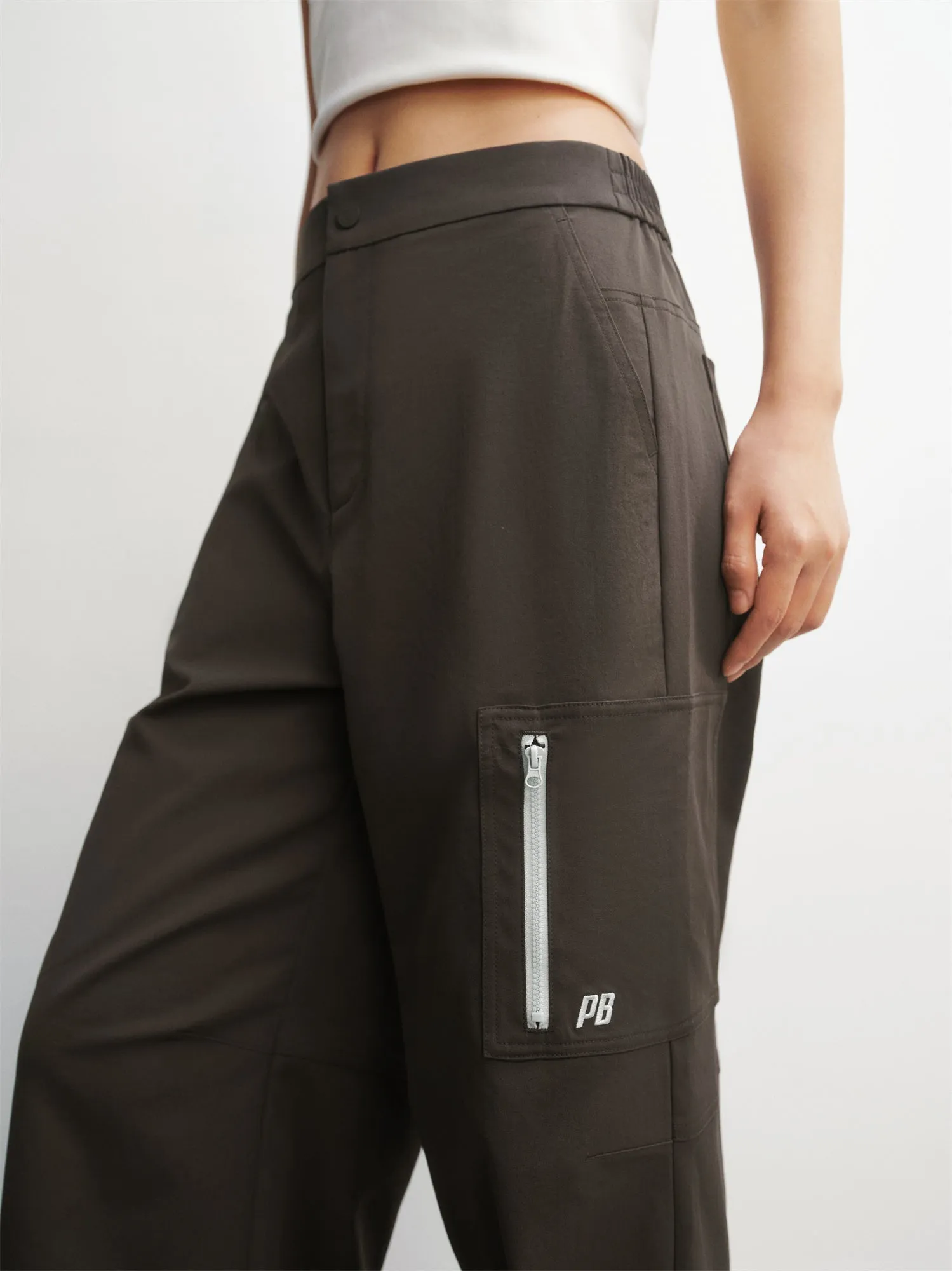 Women's Wide-Leg Casual Pants with Patch Detail sold by PEACEBIRD product image thumbnail 4