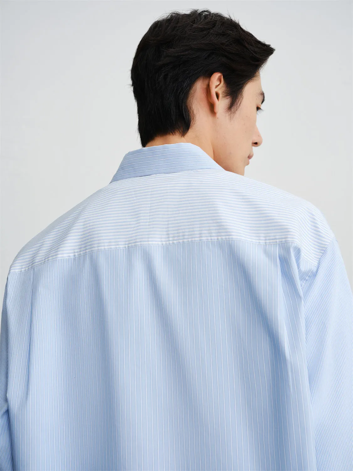 Men's Striped Shirt with Pocket Embroidery sold by PEACEBIRD product image thumbnail 5