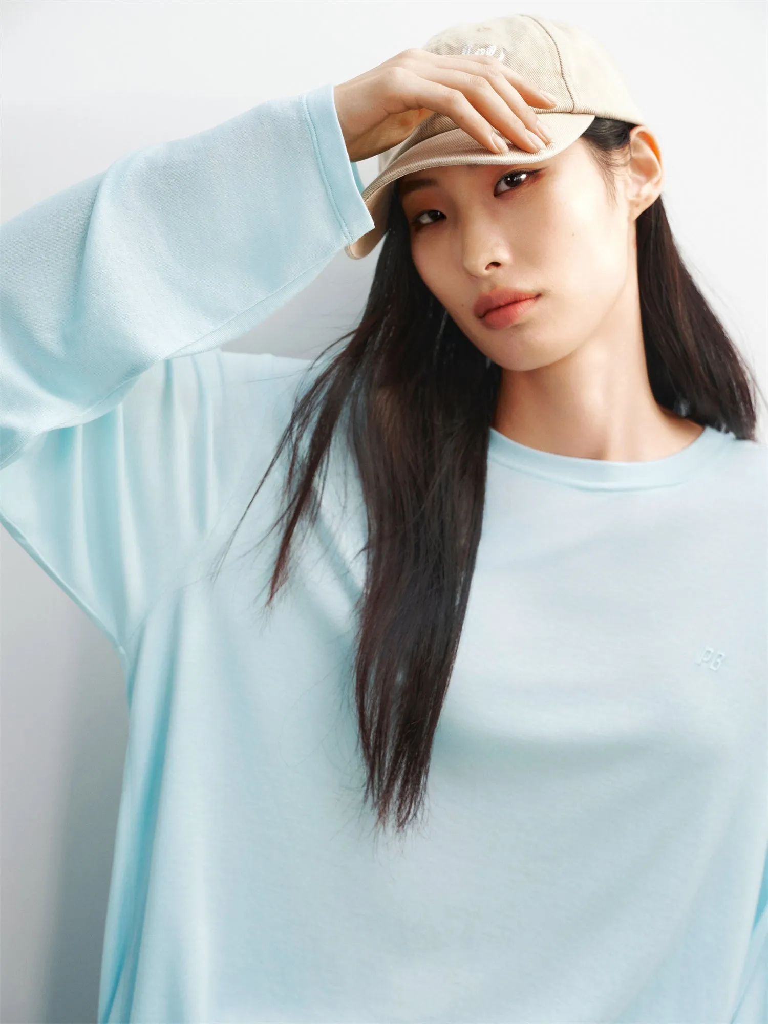Women's Oversized Lyocell-Wool Blend T-Shirt sold by PEACEBIRD product image thumbnail 4