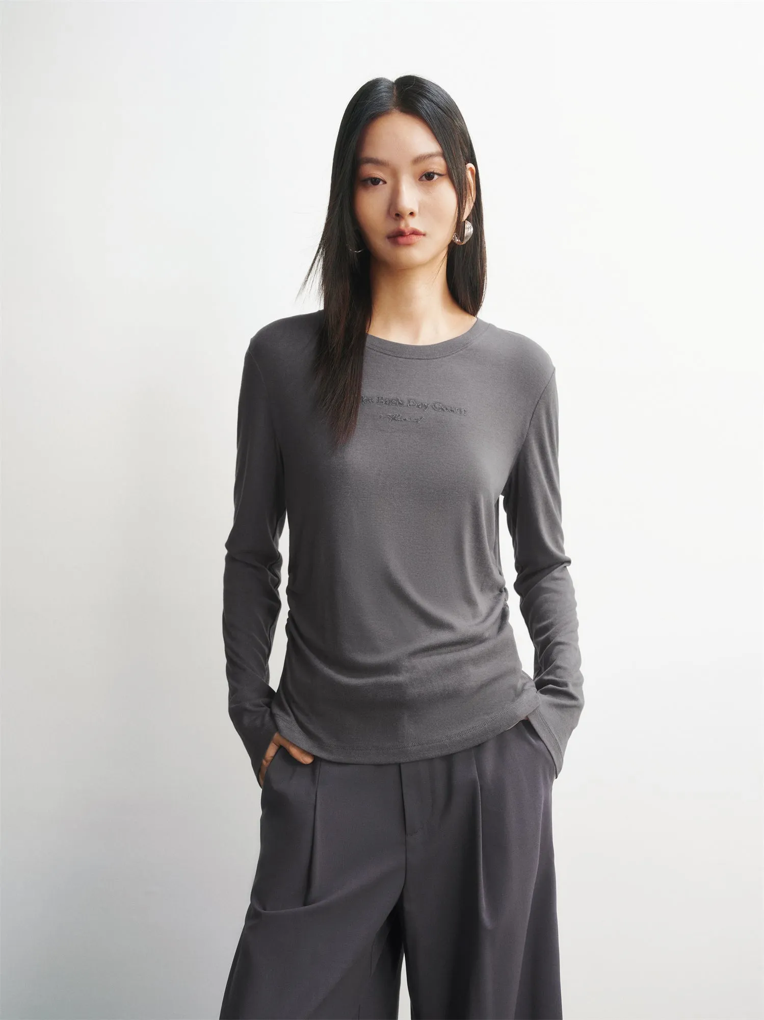 Women's Slim-Fit Long-Sleeve T-Shirt sold by PEACEBIRD product image thumbnail 2