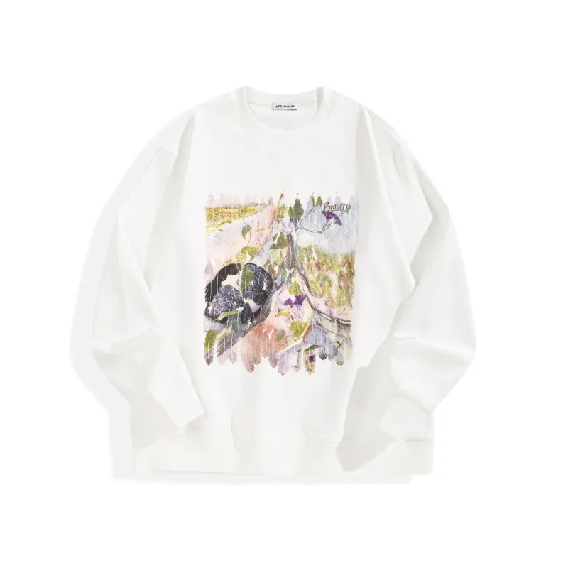 Men's Graphic Print Crewneck Sweatshirt made by PEACEBIRD