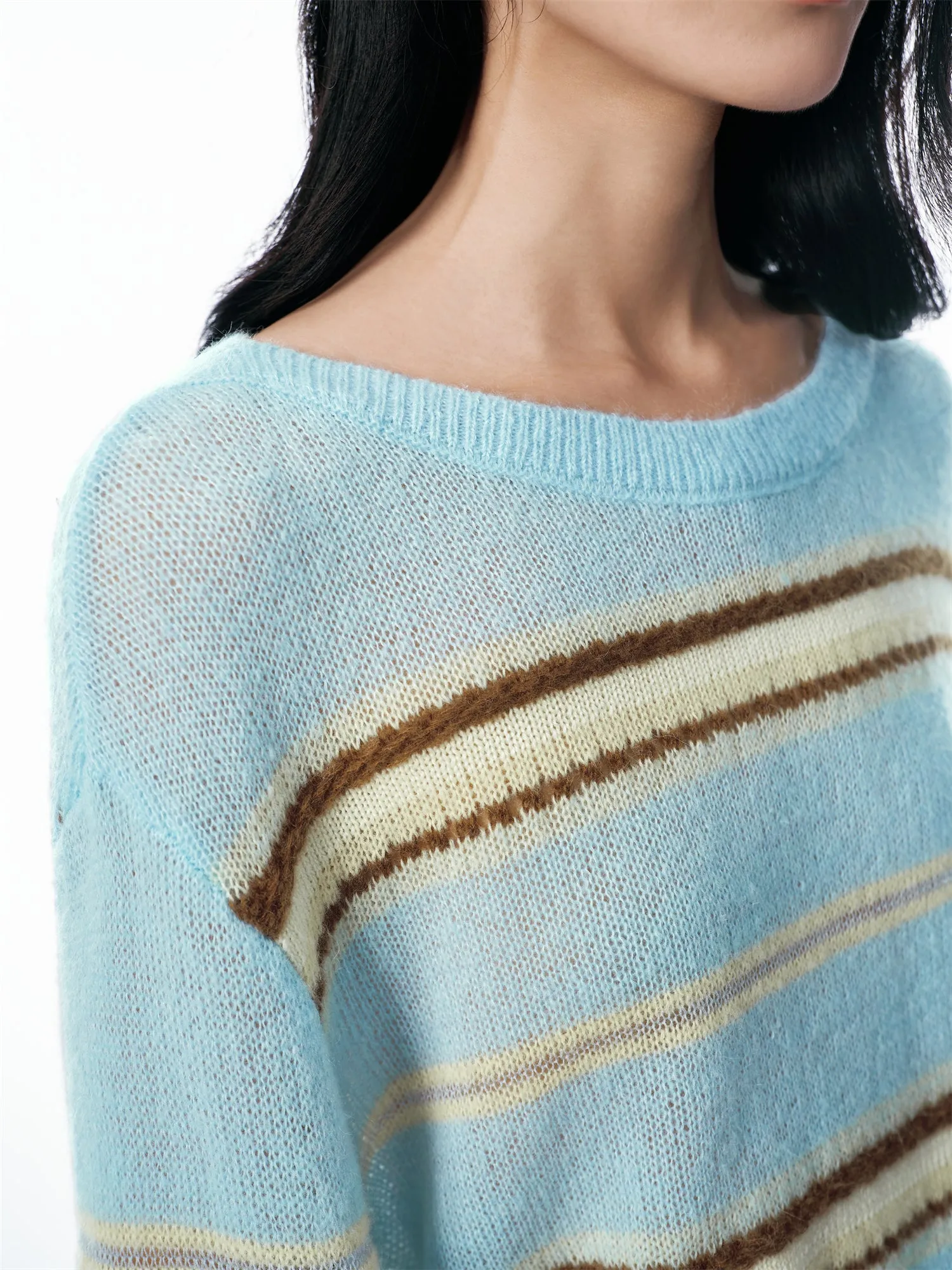 Women's Alpaca-Blend Striped Knit Sweater sold by PEACEBIRD product image thumbnail 4