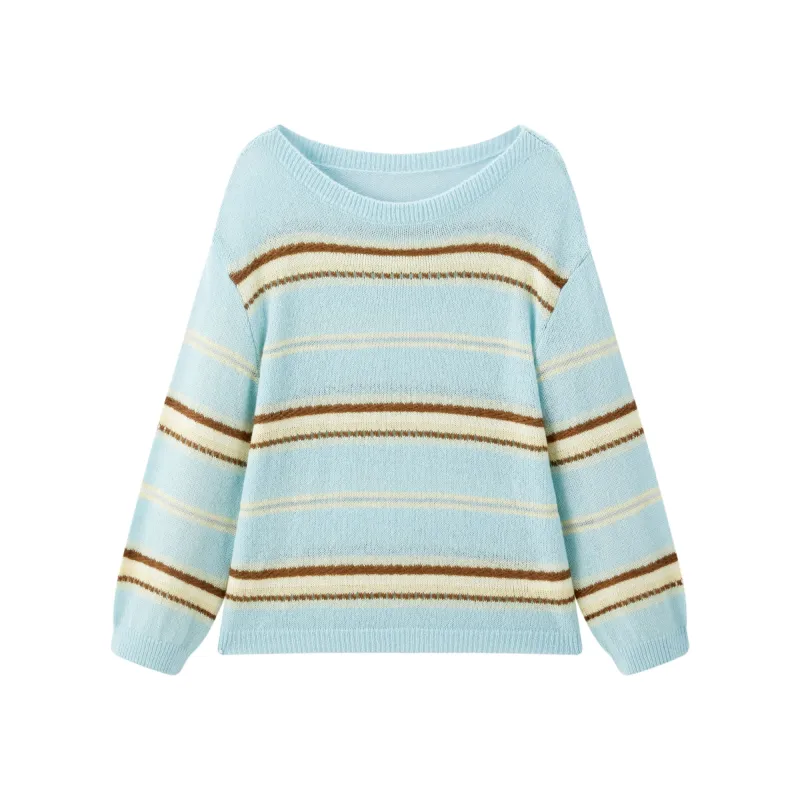 Women's Alpaca-Blend Striped Knit Sweater made by PEACEBIRD