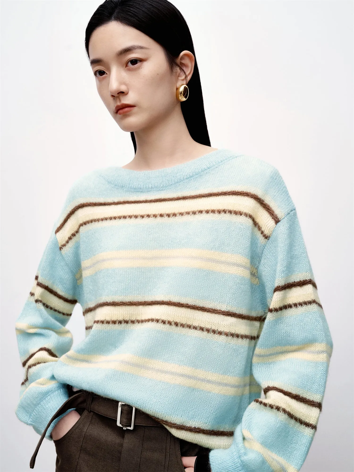 Women's Alpaca-Blend Striped Knit Sweater sold by PEACEBIRD product image thumbnail 5