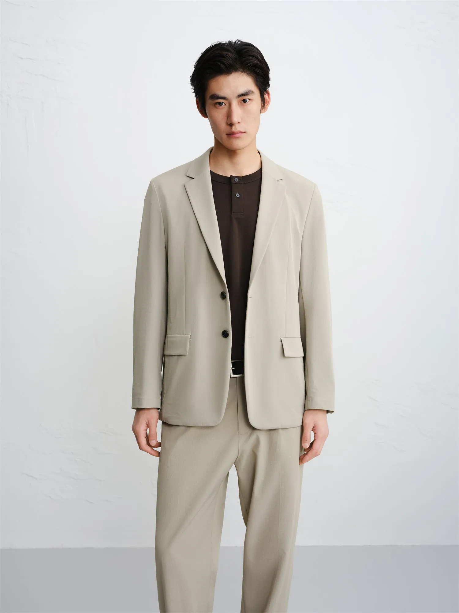 Men's Seersucker Notch-Lapel Blazer sold by PEACEBIRD product image thumbnail 2
