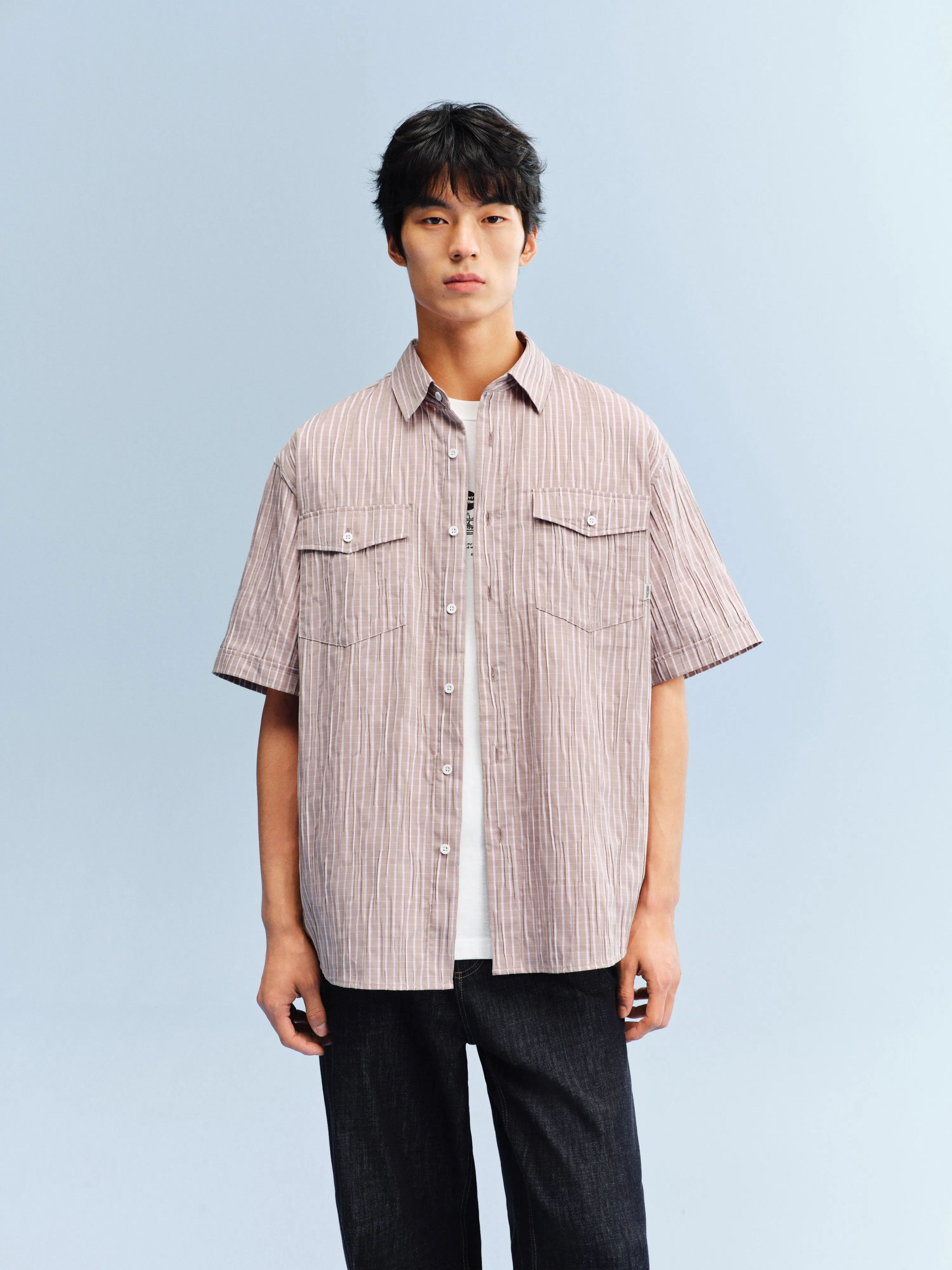 Men's Classic Striped Shirt sold by PEACEBIRD product image thumbnail 2