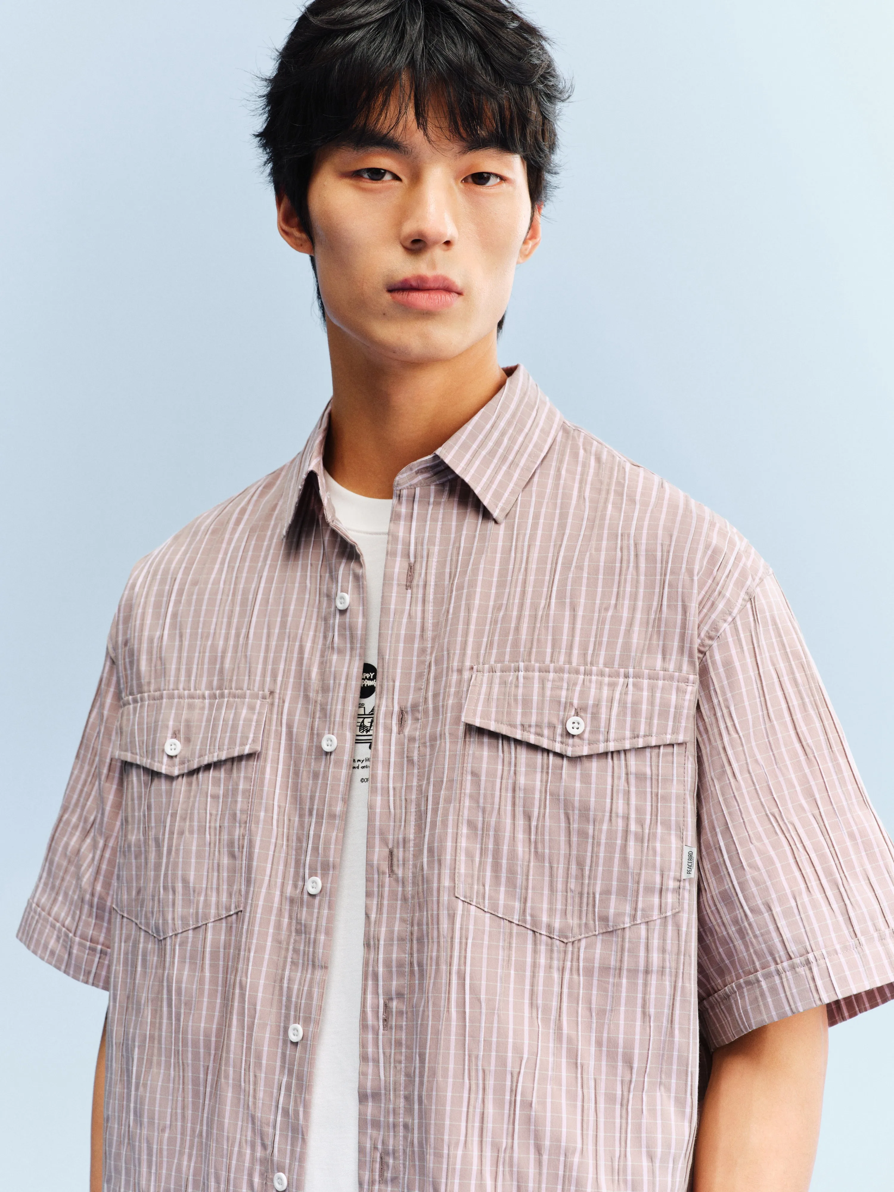 Men's Classic Striped Shirt sold by PEACEBIRD product image thumbnail 3