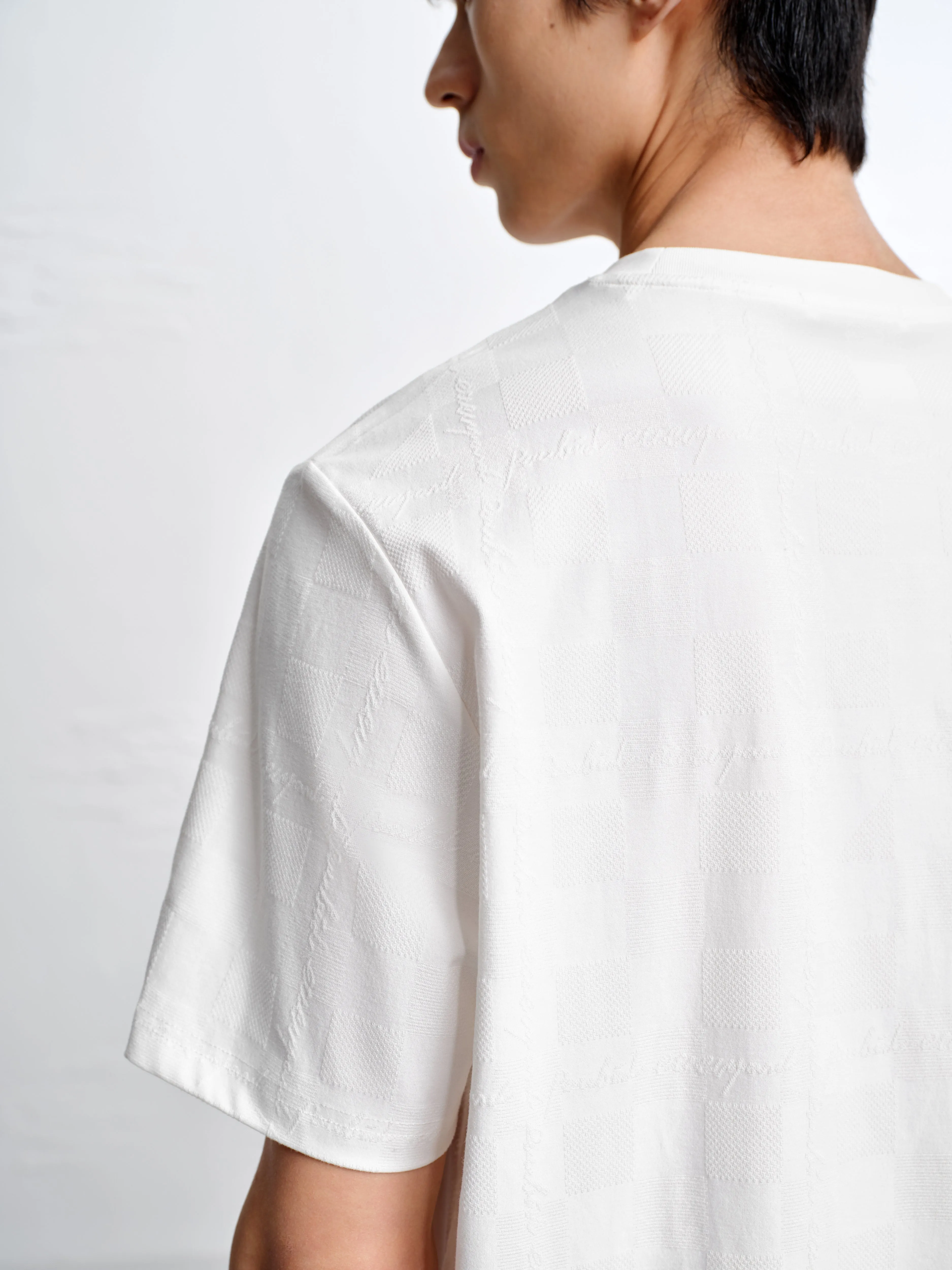 Men's Solid Tonal Jacquard T-Shirt sold by PEACEBIRD product image thumbnail 5
