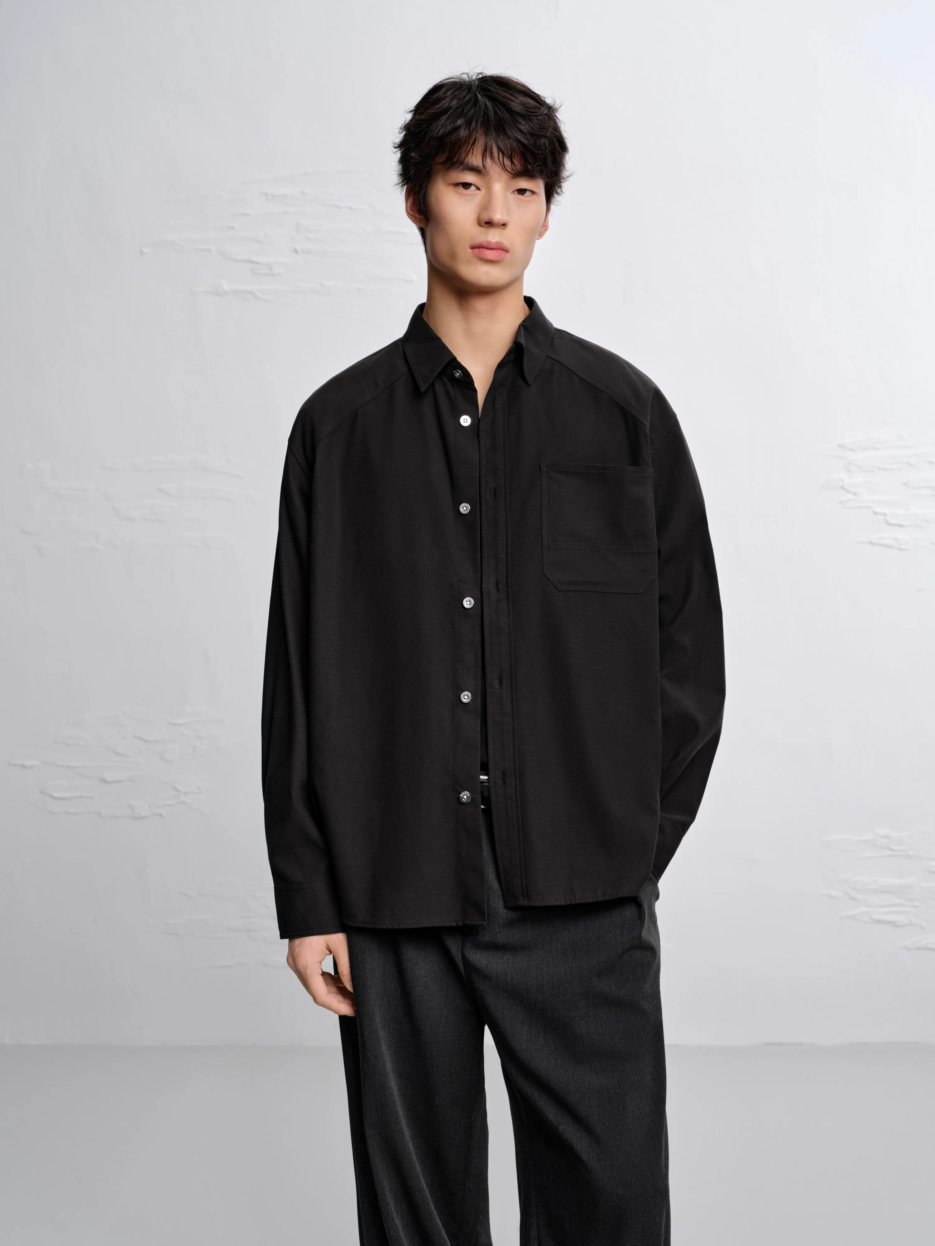 Men's Lyocell-Blend Long-Sleeve Shirt sold by PEACEBIRD product image thumbnail 2