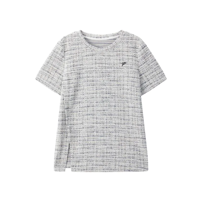 Women's Tweed-Texture T-Shirt with Side Slit made by PEACEBIRD