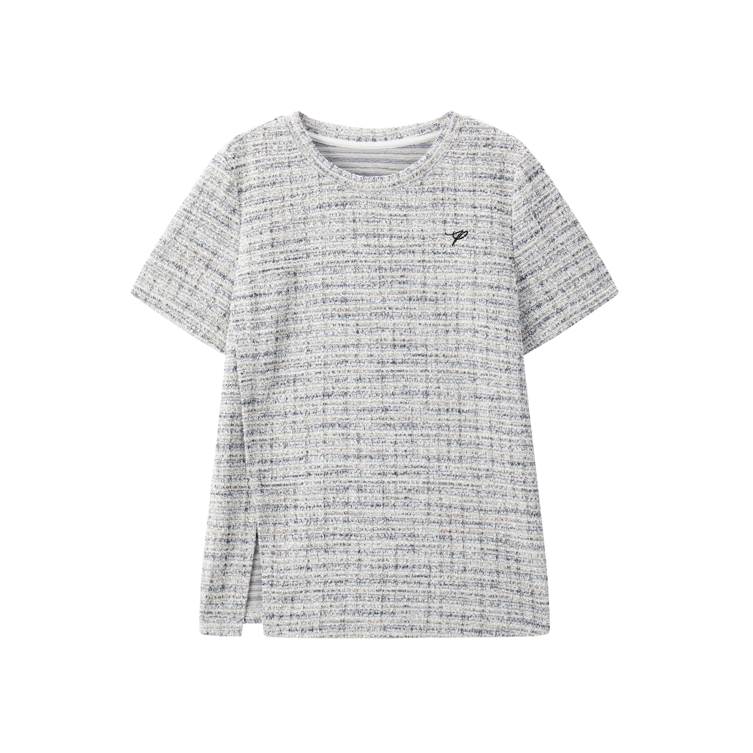 Women's Tweed-Texture T-Shirt with Side Slit sold by PEACEBIRD