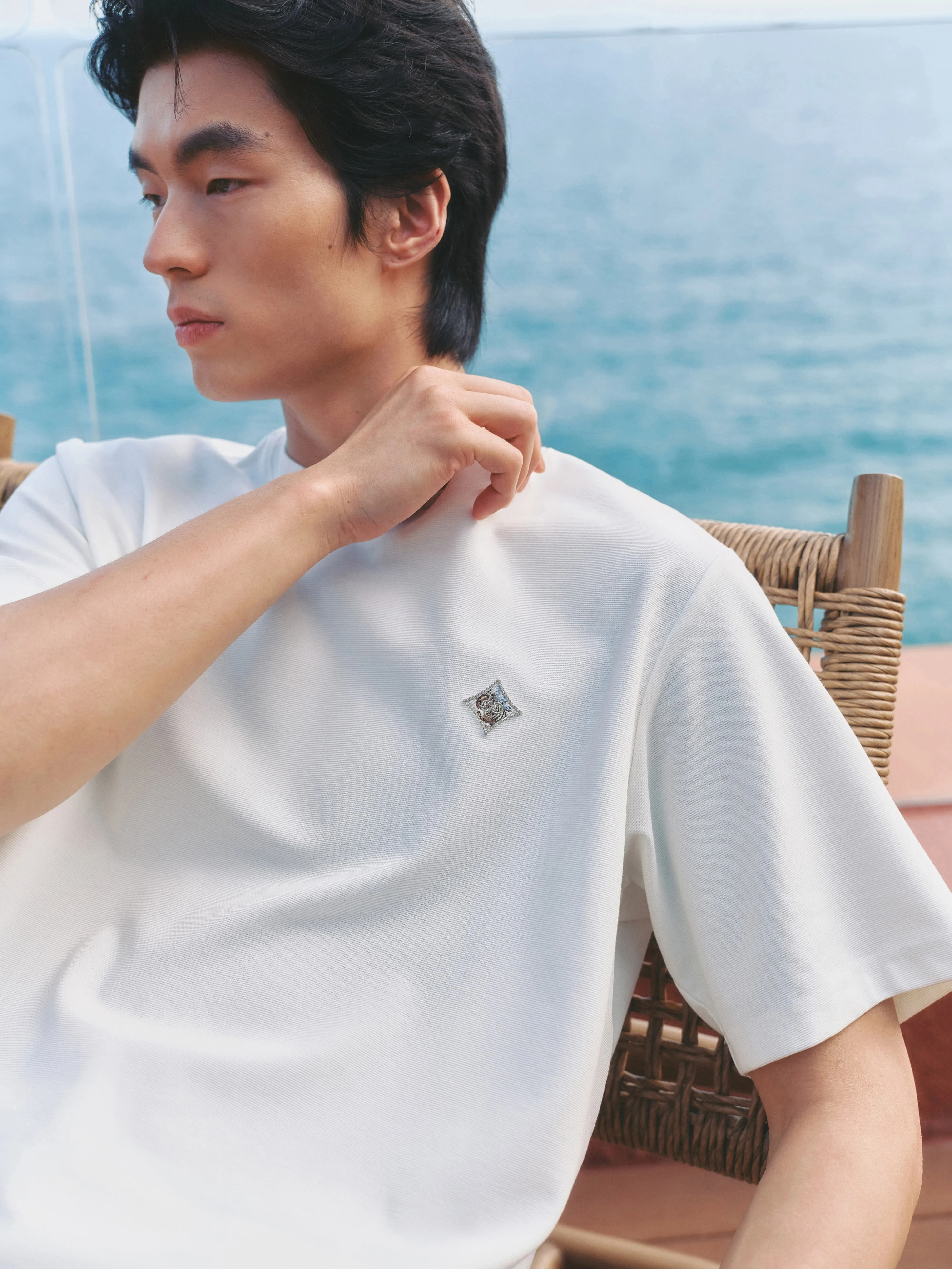 Men's Basic Embroidered T-Shirt sold by PEACEBIRD product image thumbnail 5