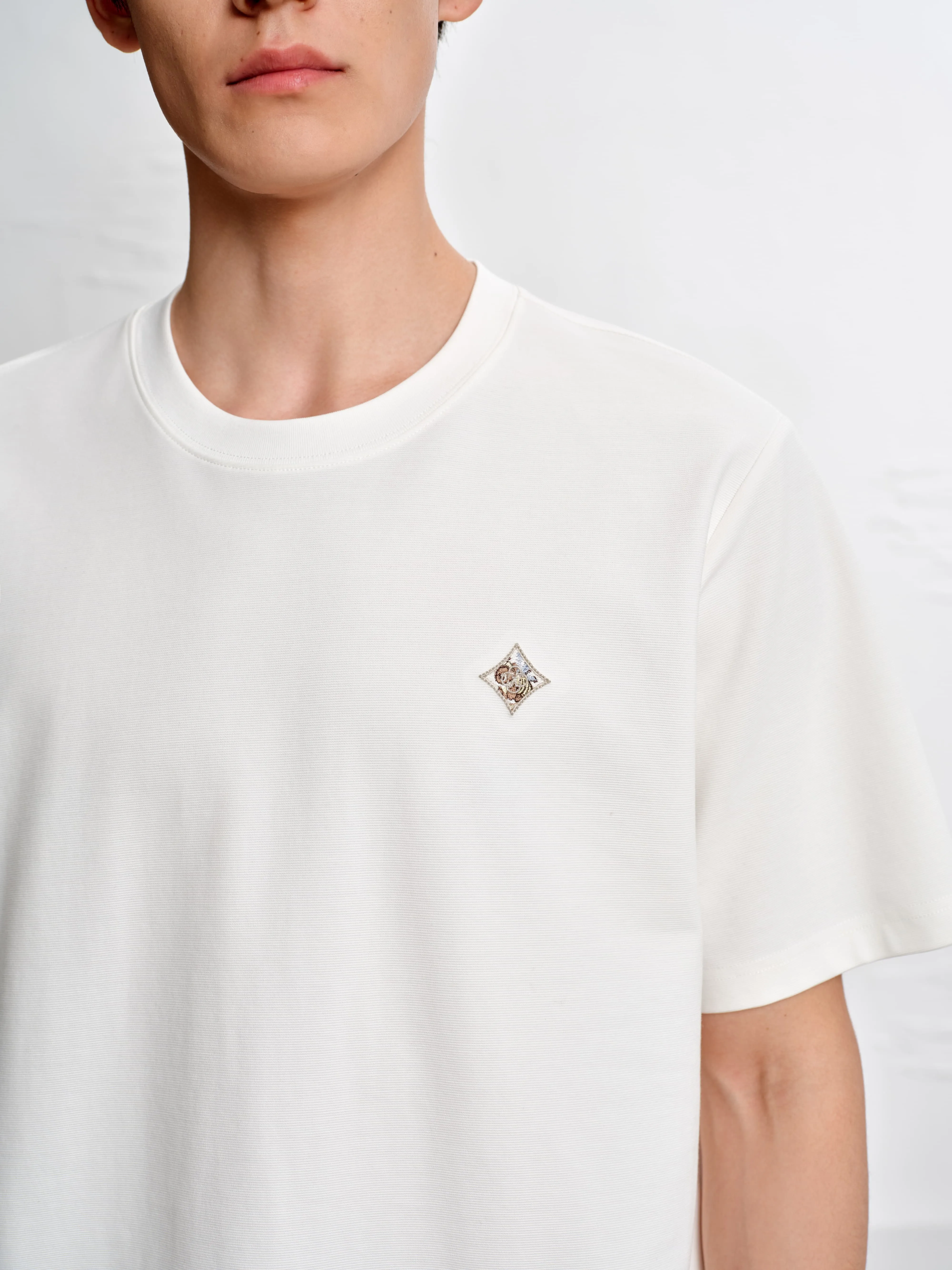 Men's Basic Embroidered T-Shirt sold by PEACEBIRD product image thumbnail 4