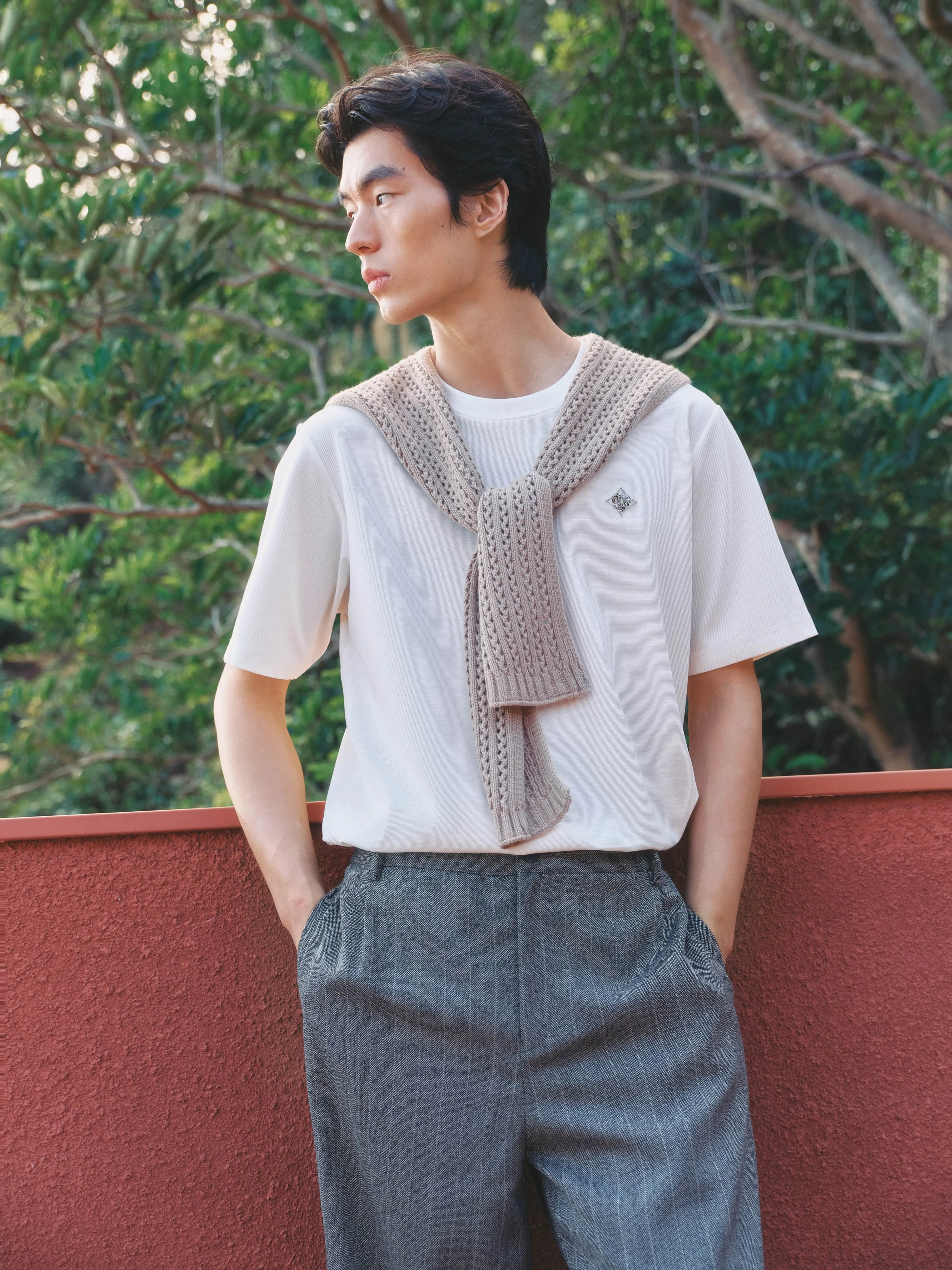 Men's Basic Embroidered T-Shirt sold by PEACEBIRD product image thumbnail 2