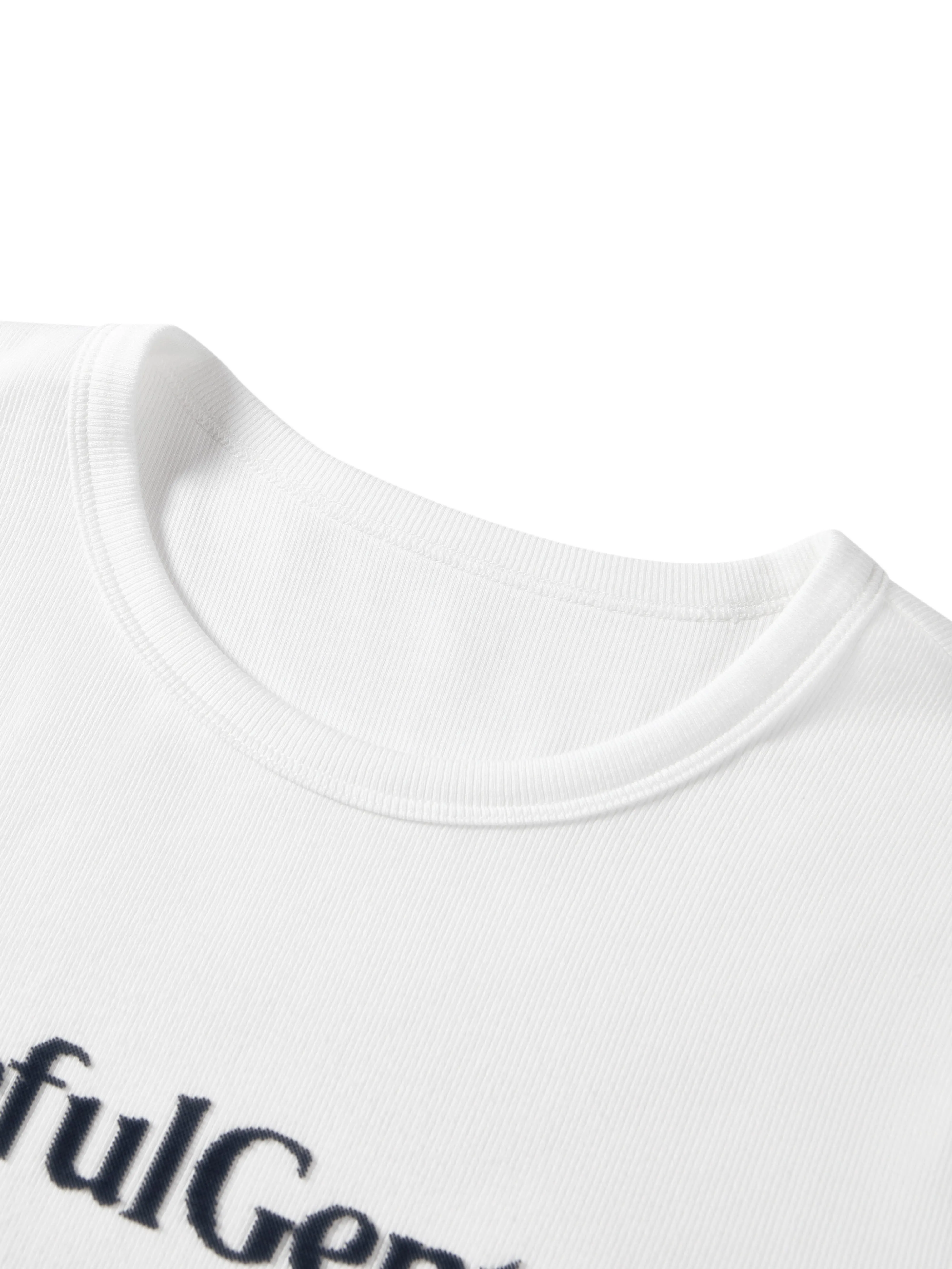 Women's Slim Fit T-Shirt with Flocked Letter Print sold by PEACEBIRD product image thumbnail 4