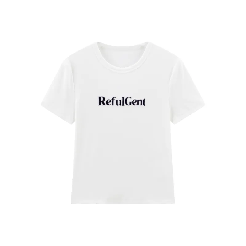 Women's Slim Fit T-Shirt with Flocked Letter Print made by PEACEBIRD