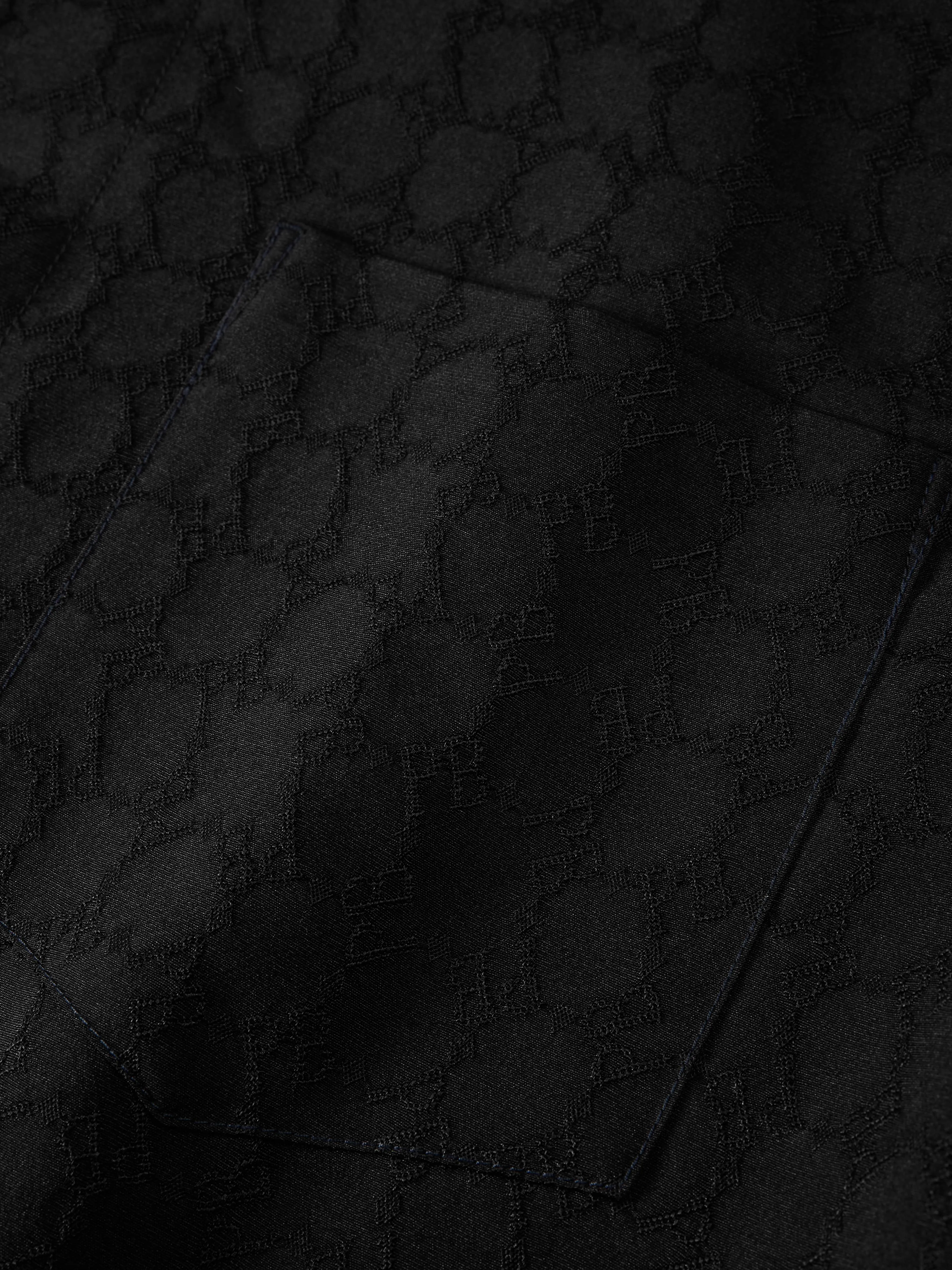 Men's Black Tonal Jacquard Short-Sleeve Shirt sold by PEACEBIRD product image thumbnail 5