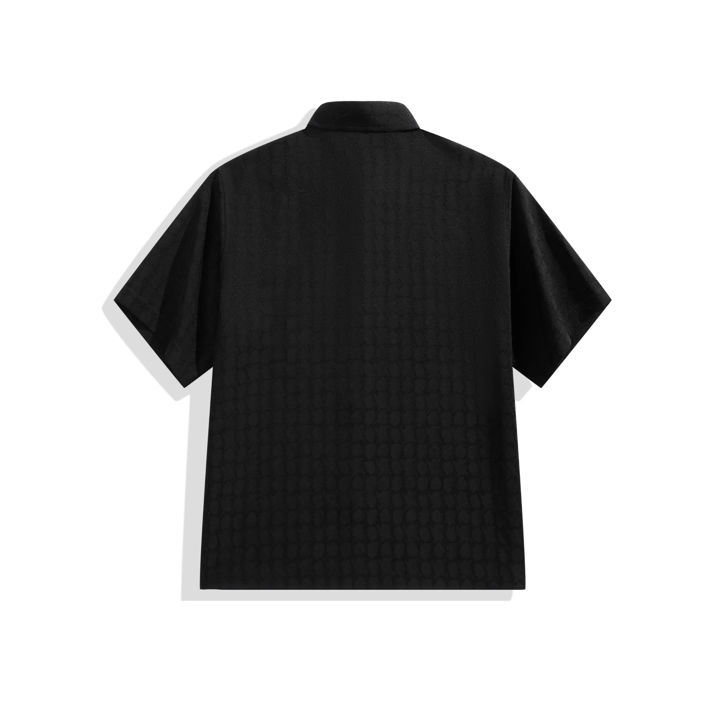 Men's Black Tonal Jacquard Short-Sleeve Shirt sold by PEACEBIRD product image thumbnail 3