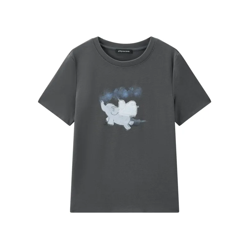 Women's Dumbo Applique Short Sleeve T-Shirt made by PEACEBIRD