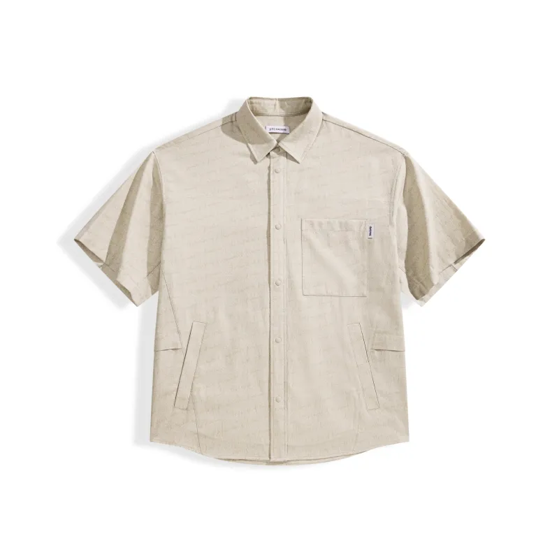Men's Letter Jacquard Short-Sleeve Shirt made by PEACEBIRD