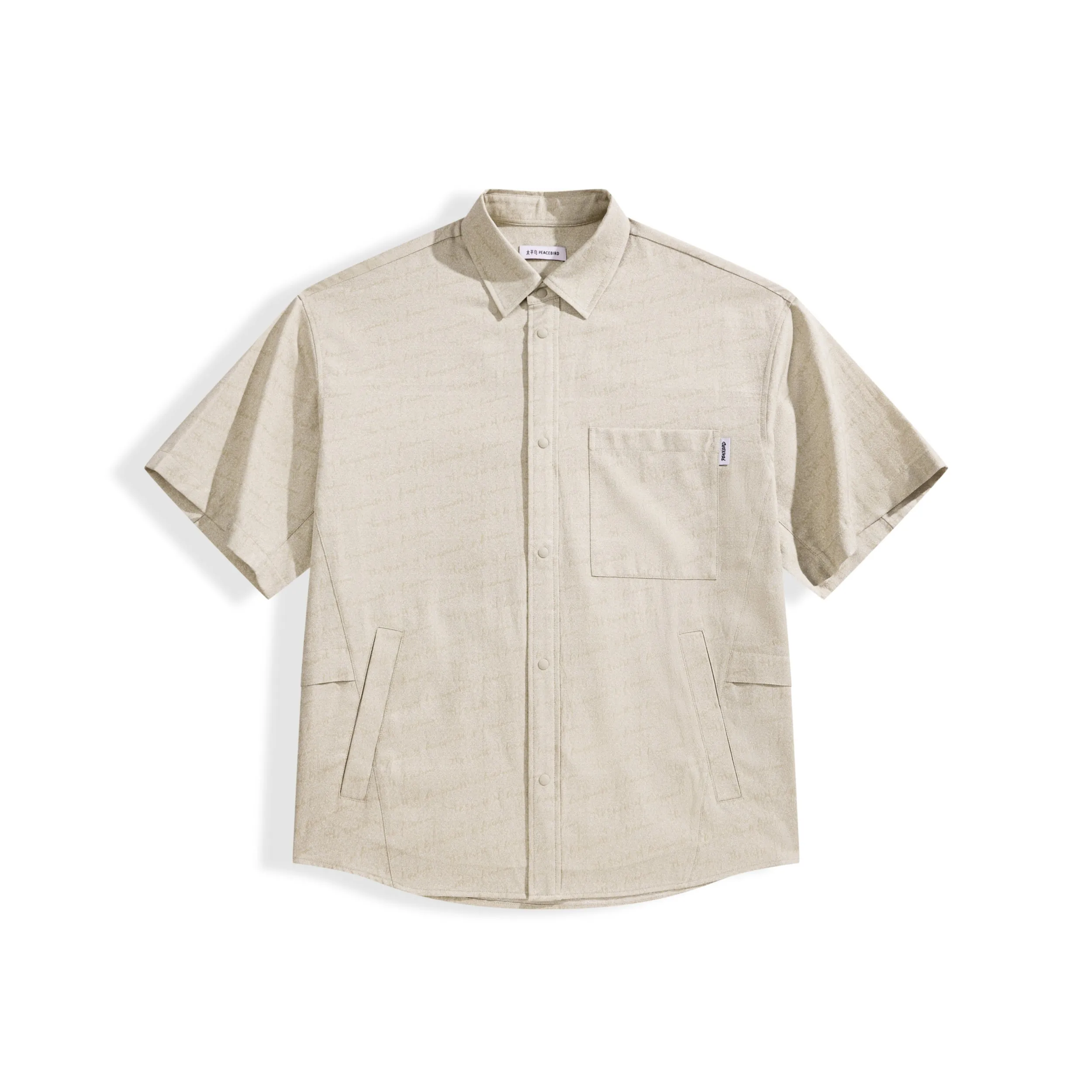 Men's Letter Jacquard Short-Sleeve Shirt sold by PEACEBIRD