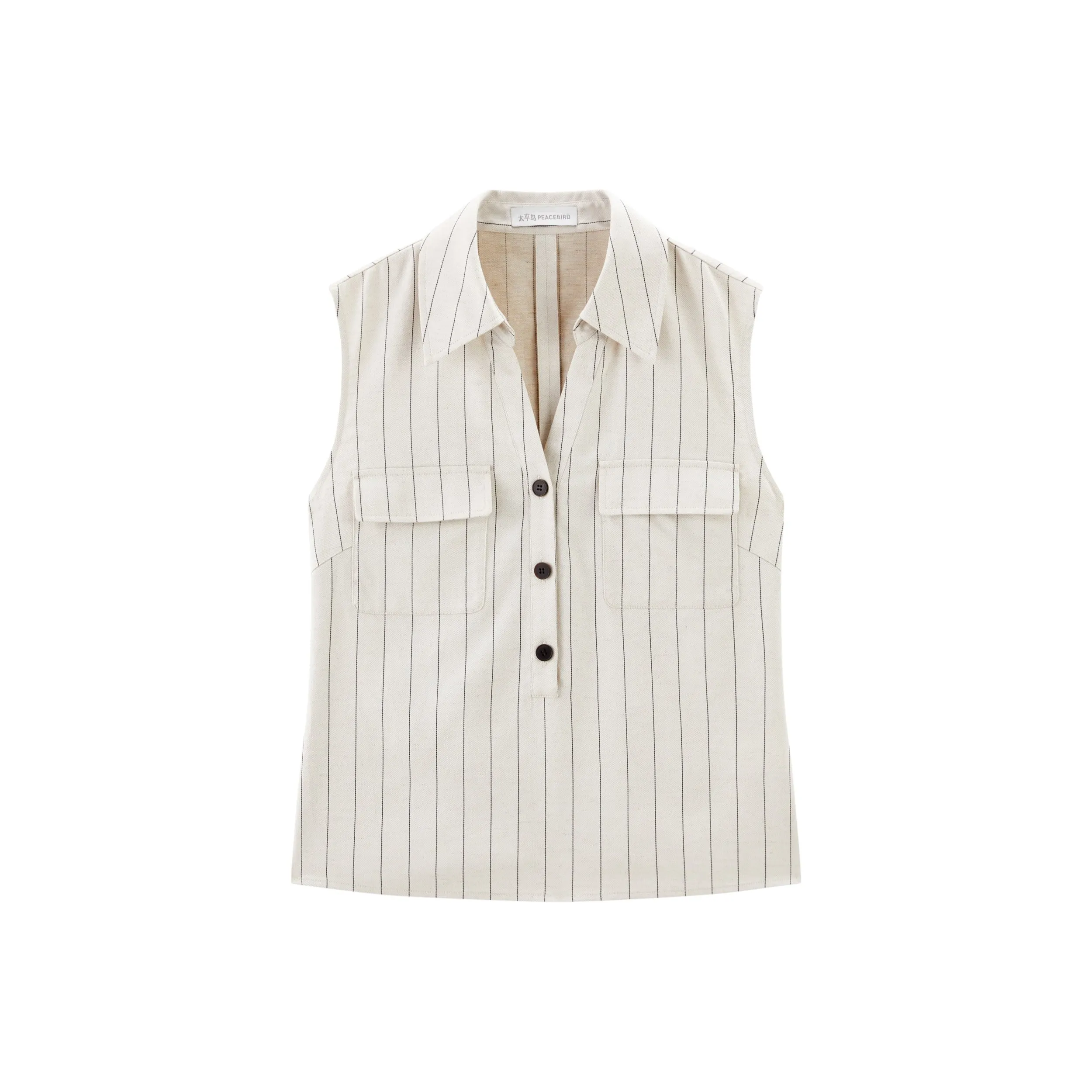 Women's Minimalist Vertical Stripe V-neck Top sold by PEACEBIRD