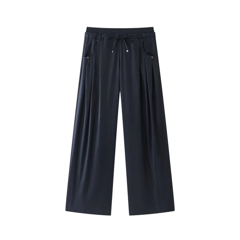 Women's Casual Double-Waist Straight Leg Pants made by PEACEBIRD