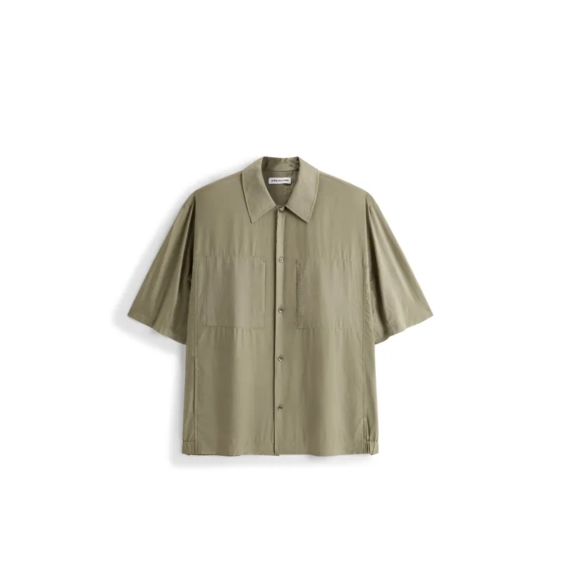Men's Casual Mulberry Silk Textured Short-Sleeve Shirt made by PEACEBIRD