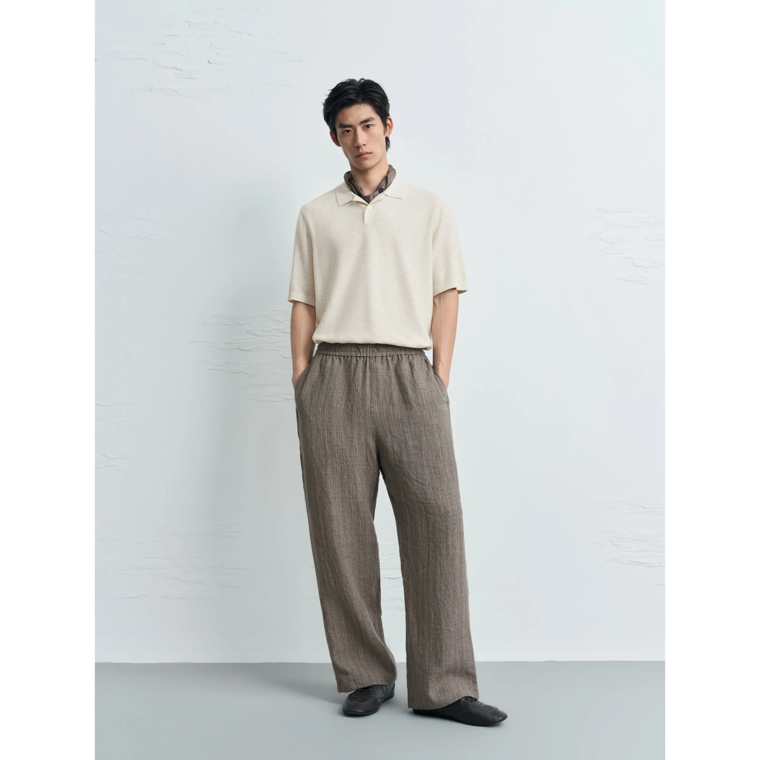 Men's Old Money Style Collared Short-Sleeve Knit Shirt sold by PEACEBIRD product image thumbnail 2