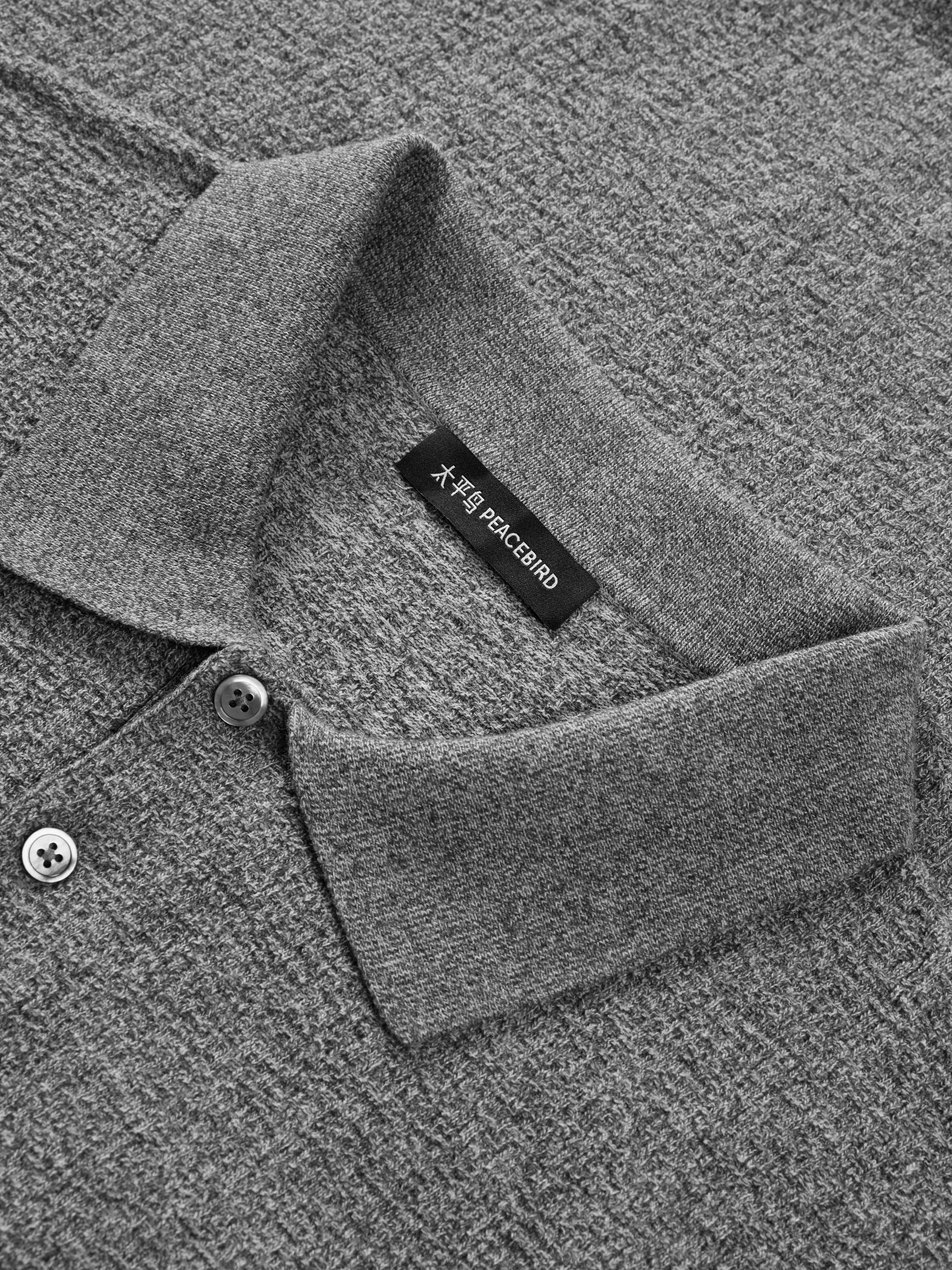 Men's Old Money Style Knit Polo Shirt sold by PEACEBIRD product image thumbnail 4