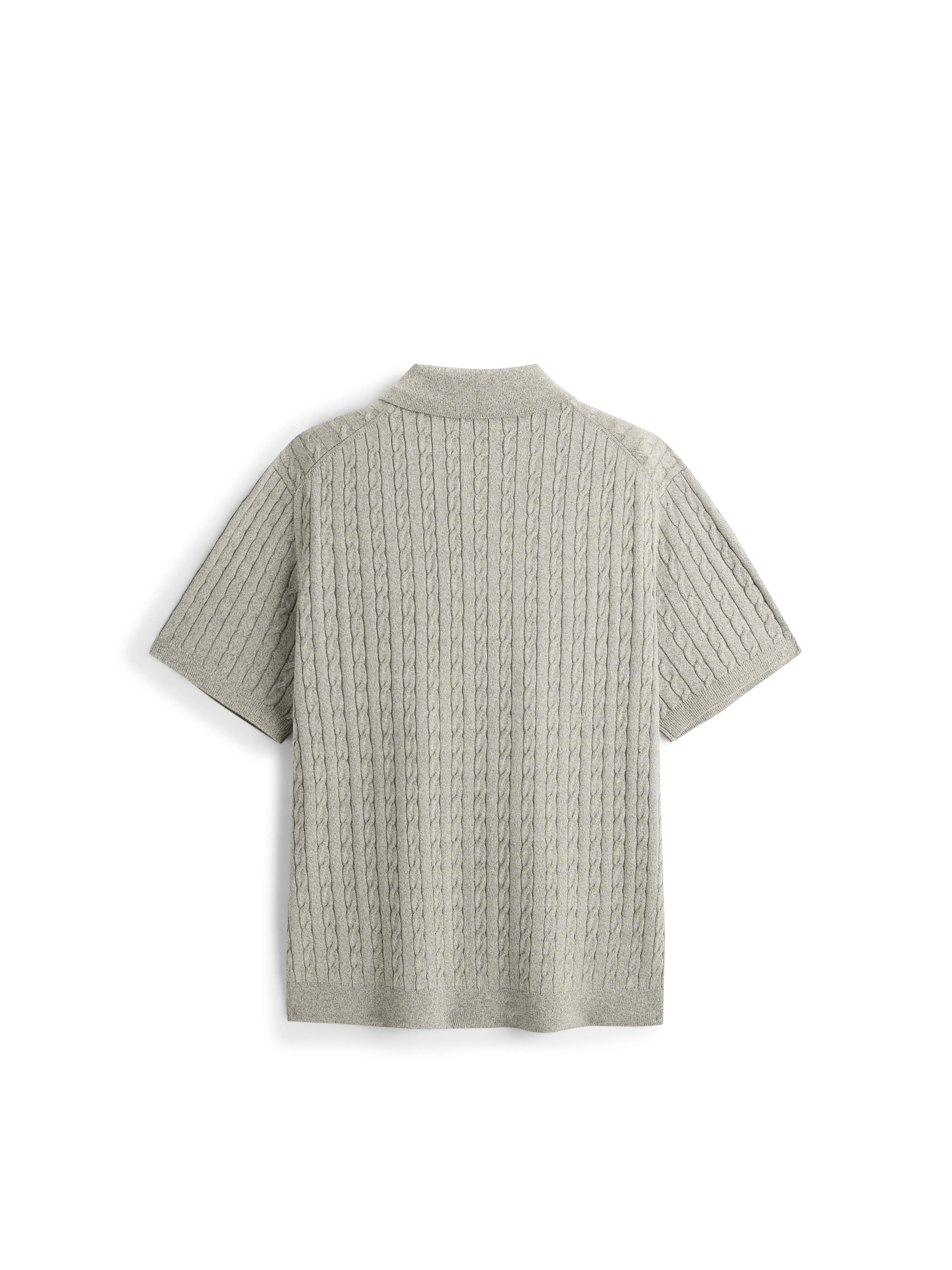 Men's Old Money Style Cable-Knit Short-Sleeve Polo sold by PEACEBIRD product image thumbnail 3