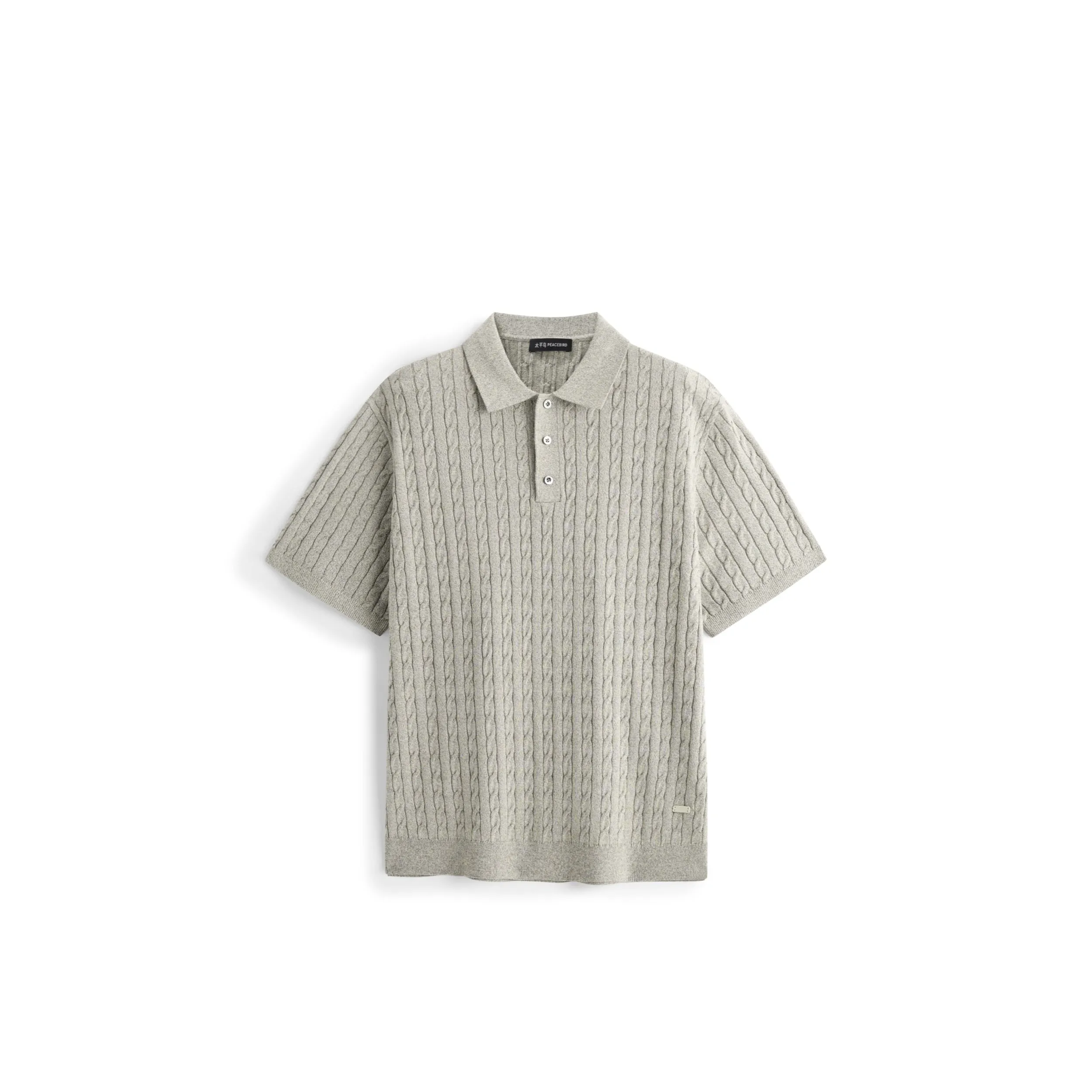 Men's Old Money Style Cable-Knit Short-Sleeve Polo sold by PEACEBIRD