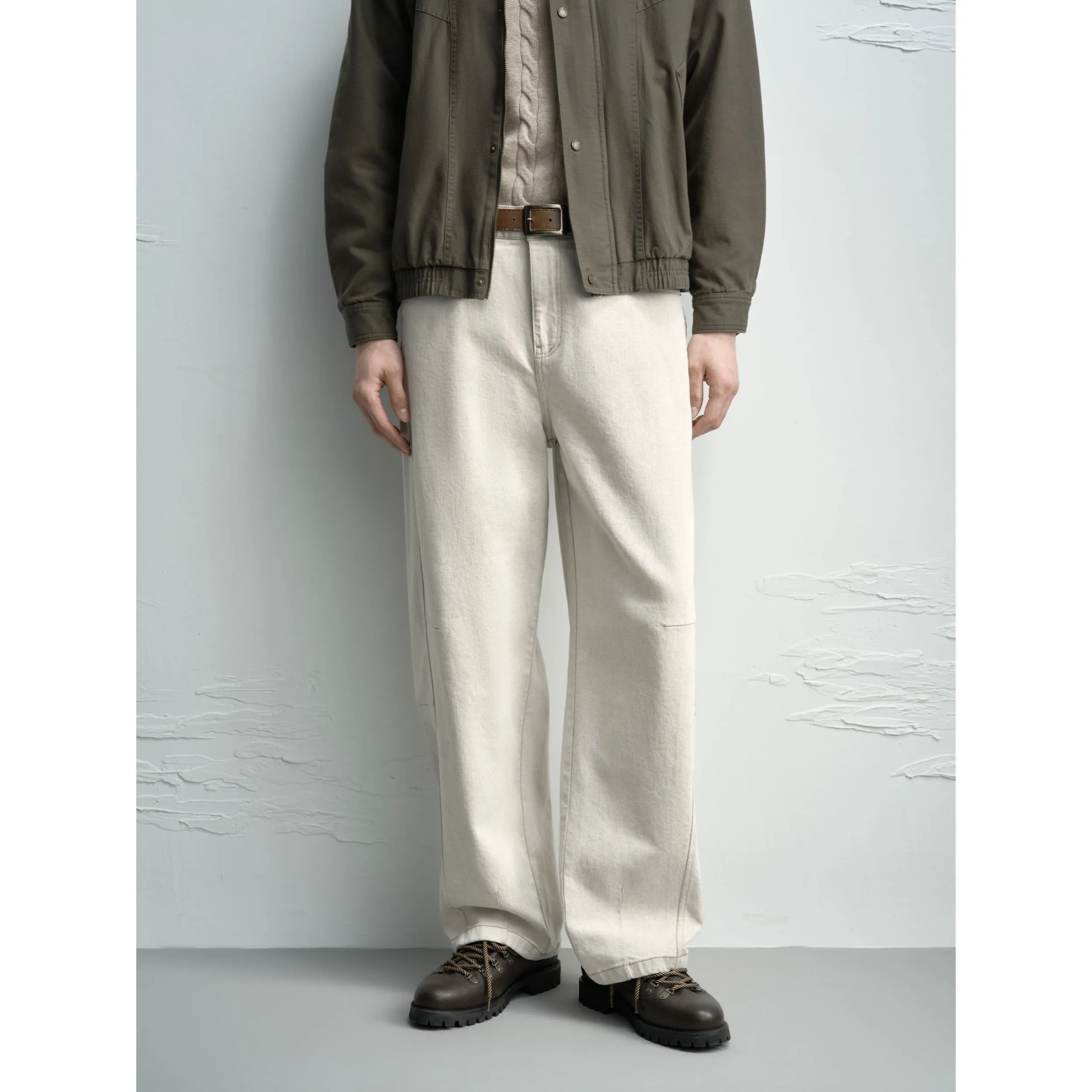 Men's Casual Straight-Leg Denim-Look White Pants sold by PEACEBIRD product image thumbnail 2