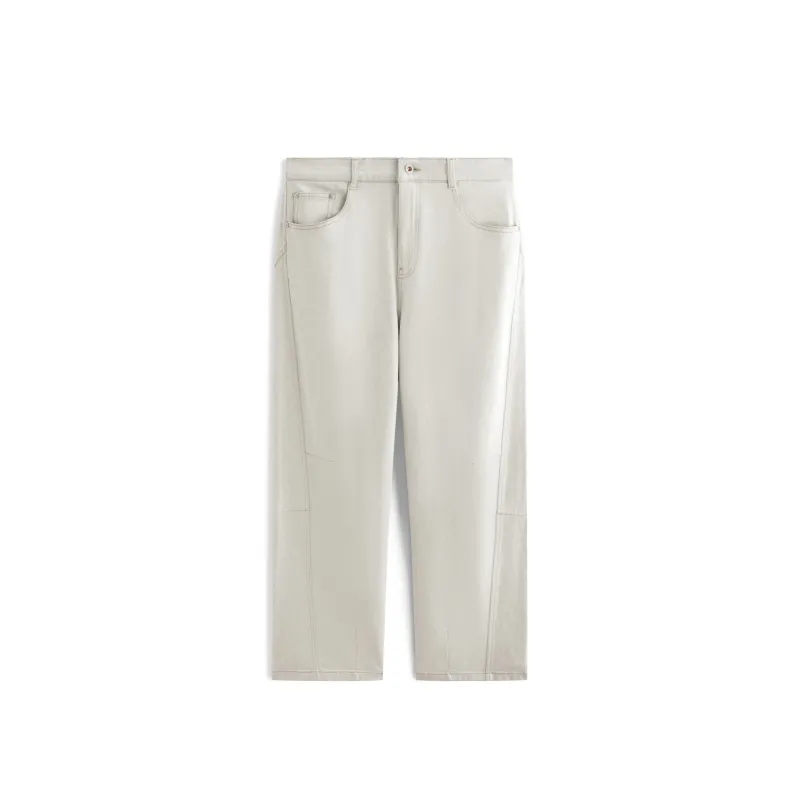 Men's Casual Straight-Leg Denim-Look White Pants made by PEACEBIRD