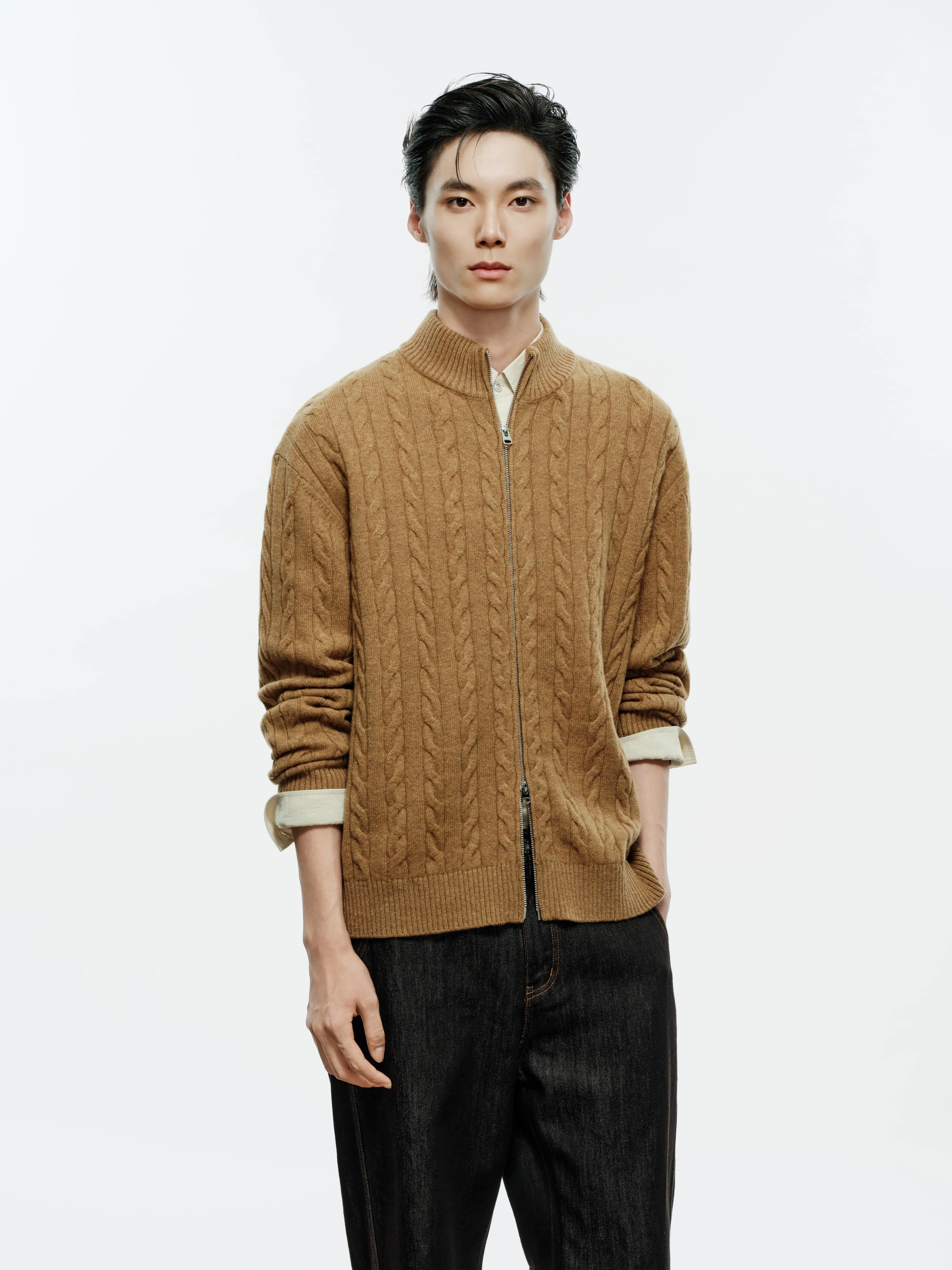 Men's Old Money Style 100% Wool Ribbed Knit Top sold by PEACEBIRD product image thumbnail 4