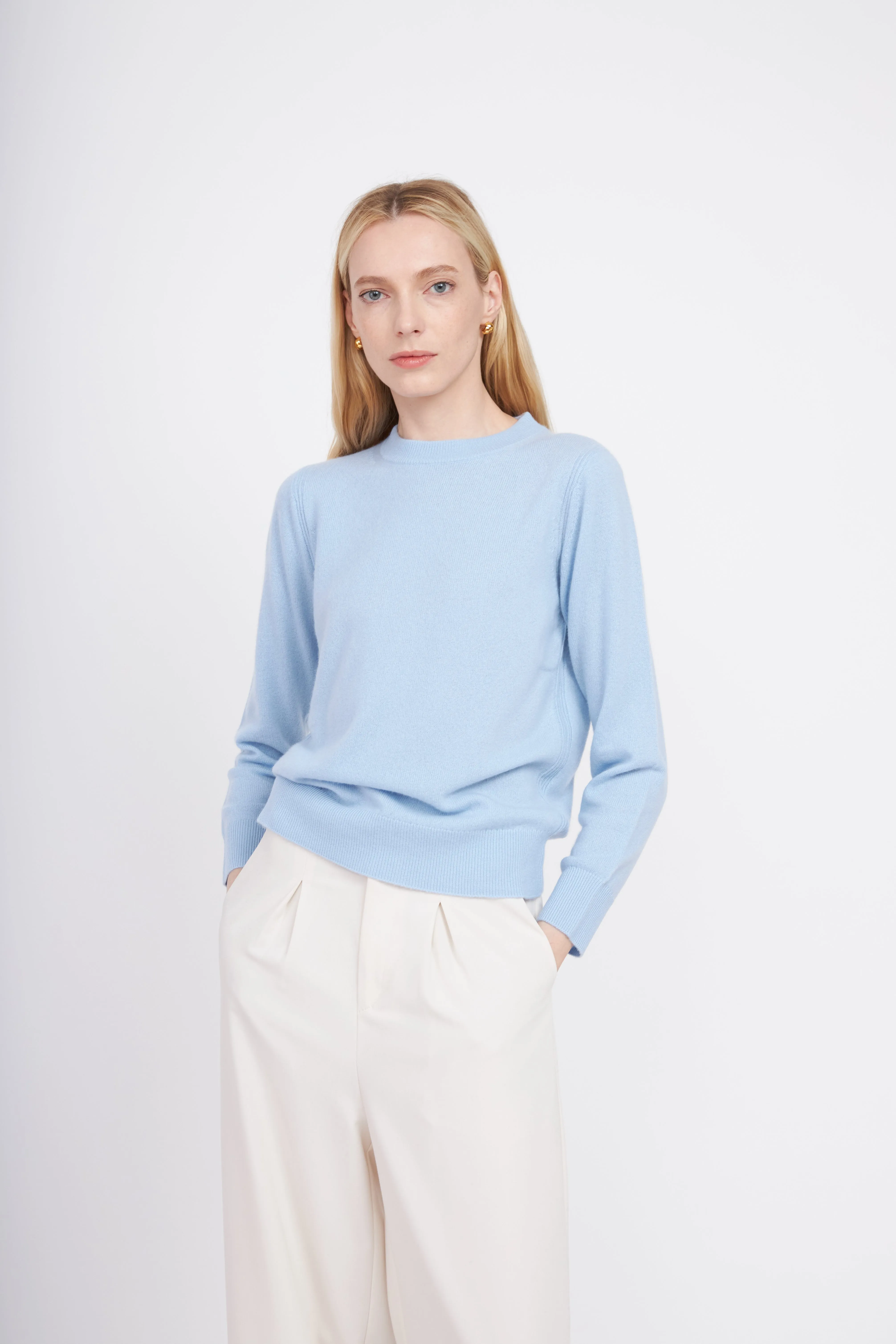 Crewneck Cashmere Sweater - Arctic Blue sold by Pissenlit