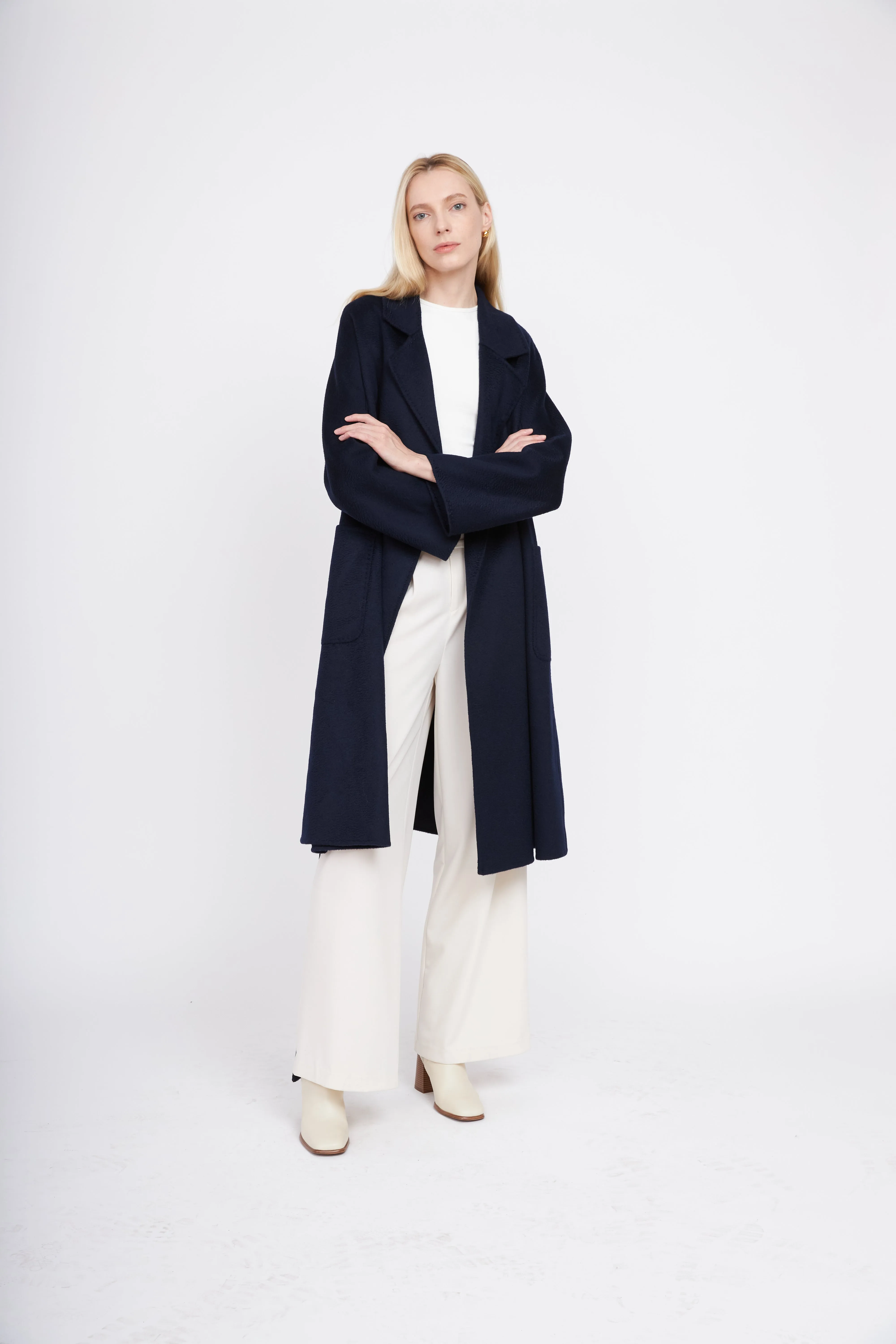 The Classic Wrap Coat - Navy sold by Pissenlit product image thumbnail 3