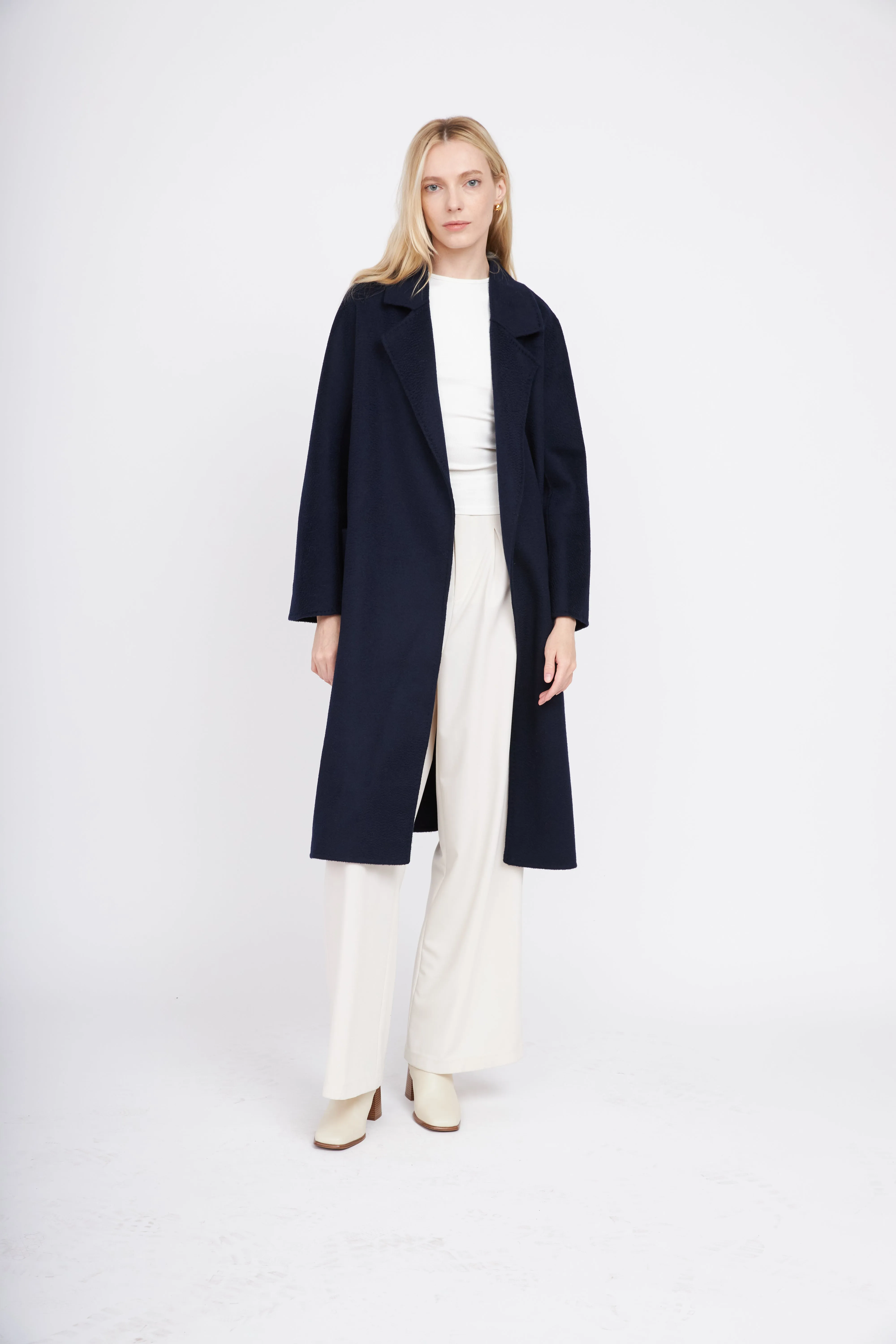 The Classic Wrap Coat - Navy sold by Pissenlit