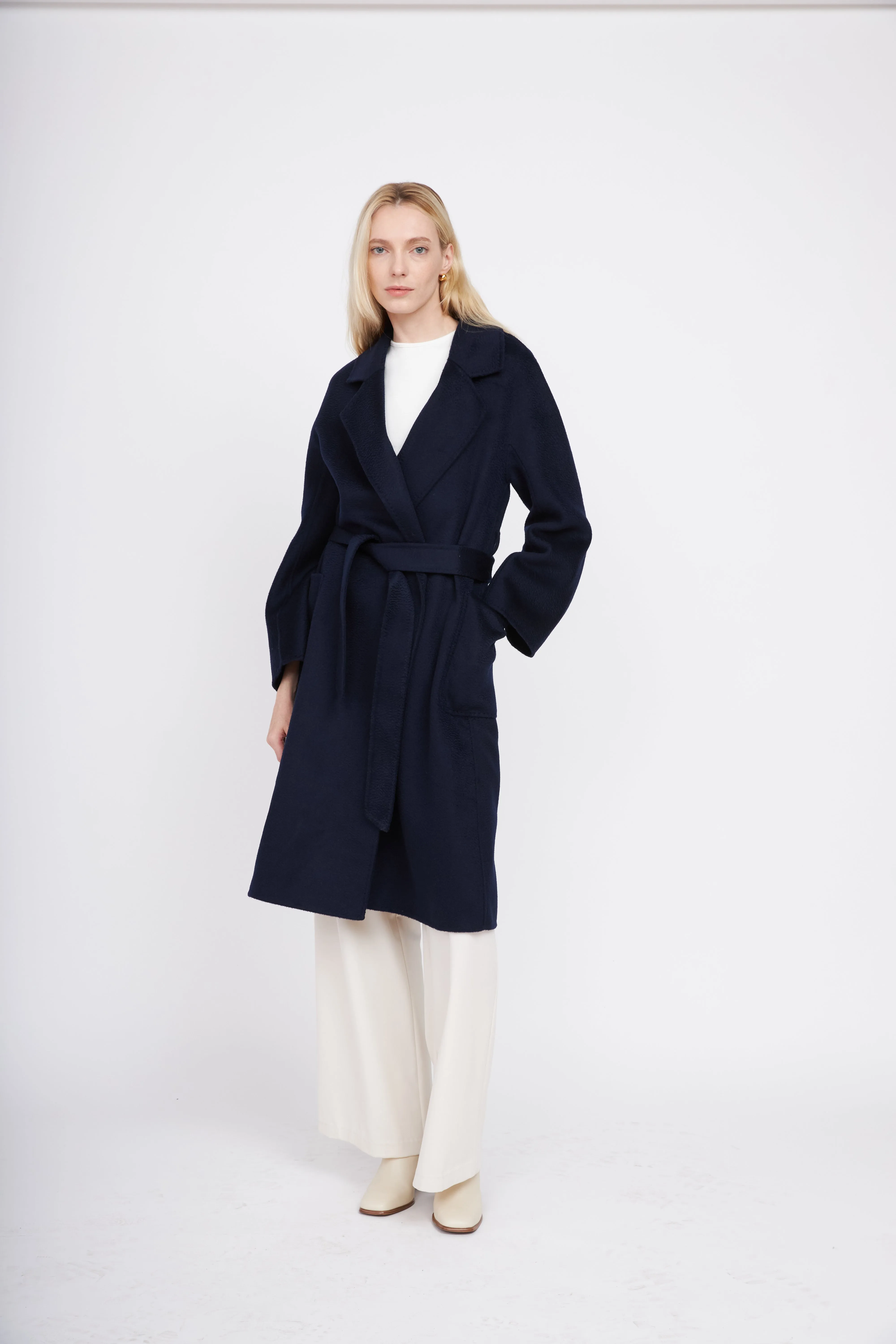 The Classic Wrap Coat - Navy sold by Pissenlit product image thumbnail 2